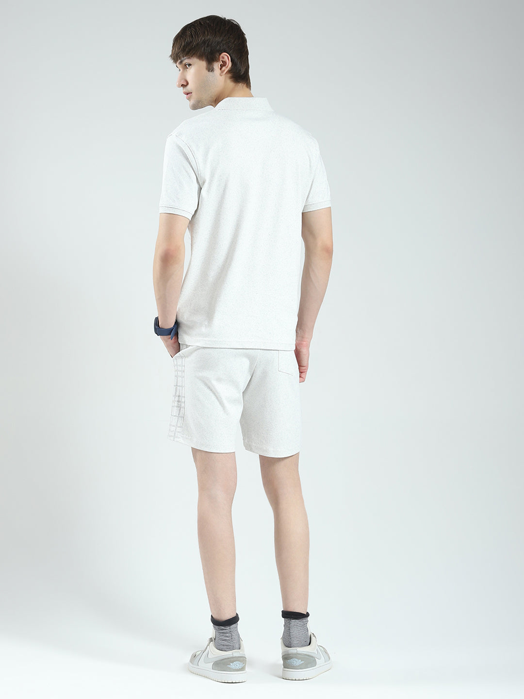 Men White Printed Collar Half Sleeve 3 Pc Combo Set