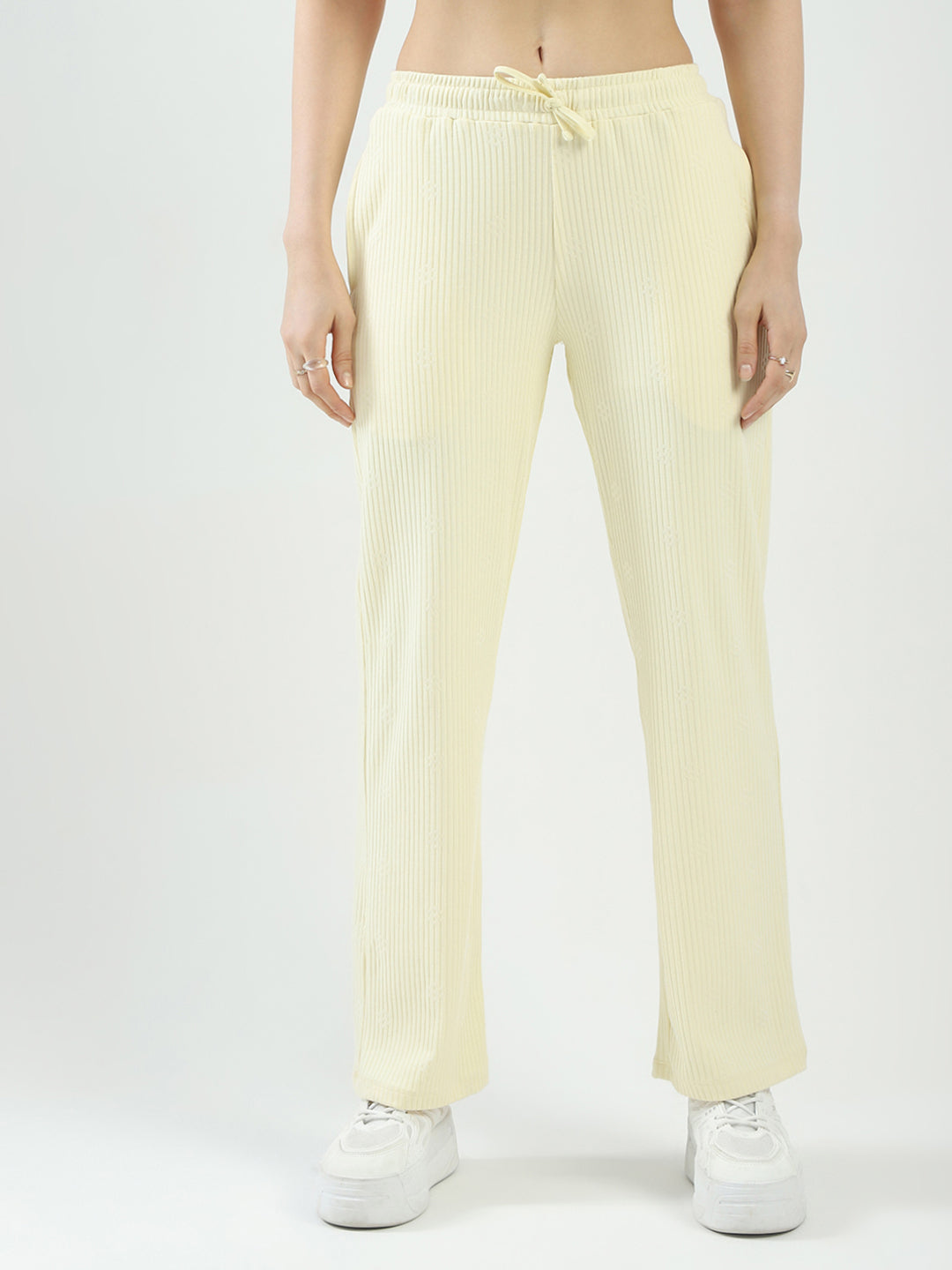 Women Yellow Self Design Collar Half Sleeve Cords Set