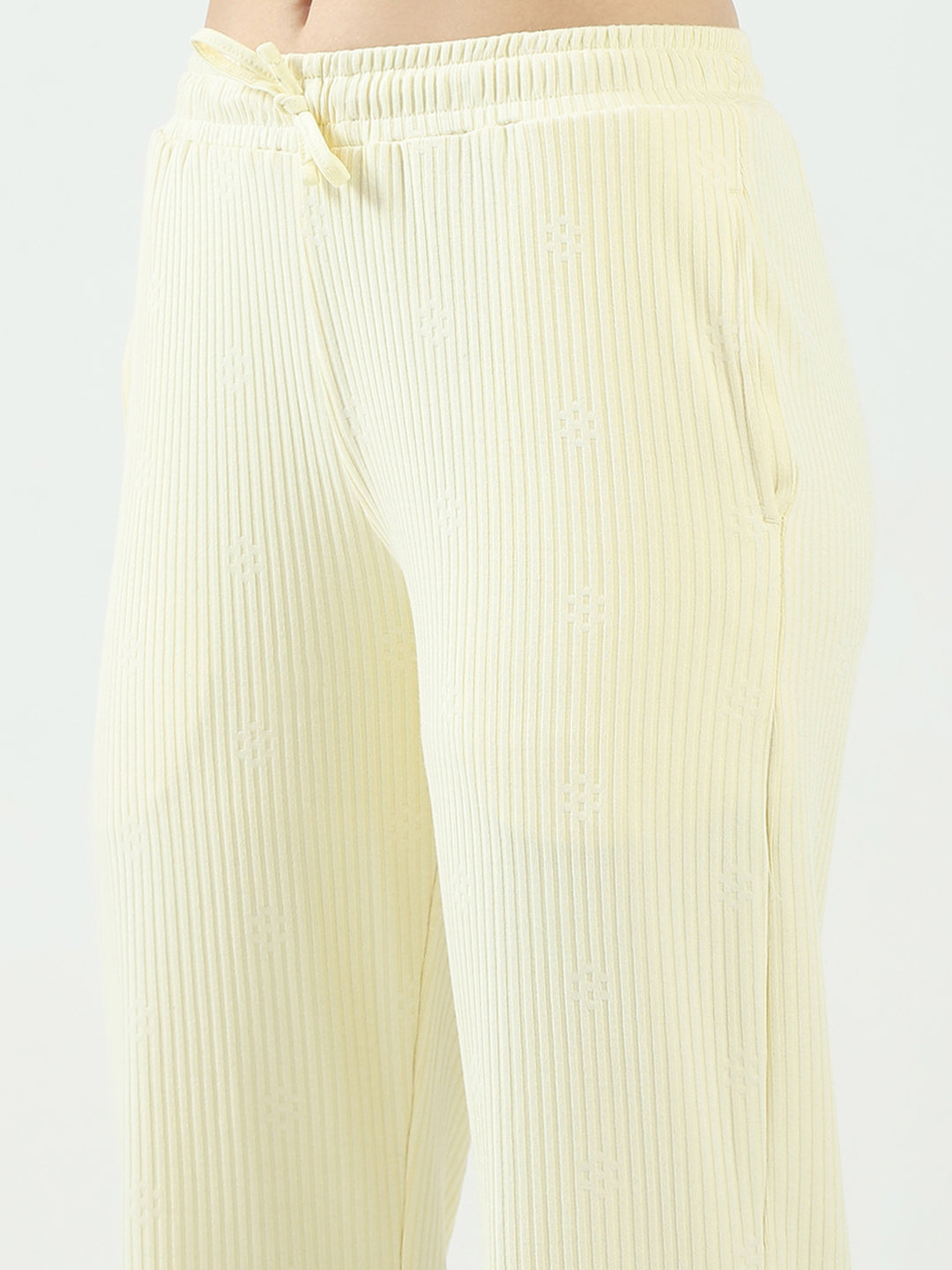 Women Yellow Self Design Collar Half Sleeve Cords Set