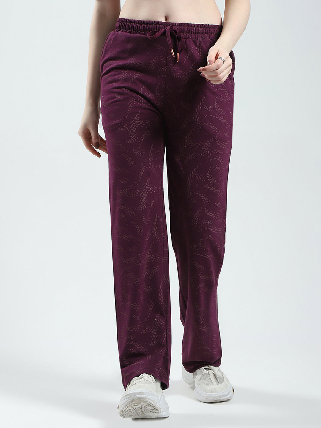 Women Maroon Printed Regular Fit Lower