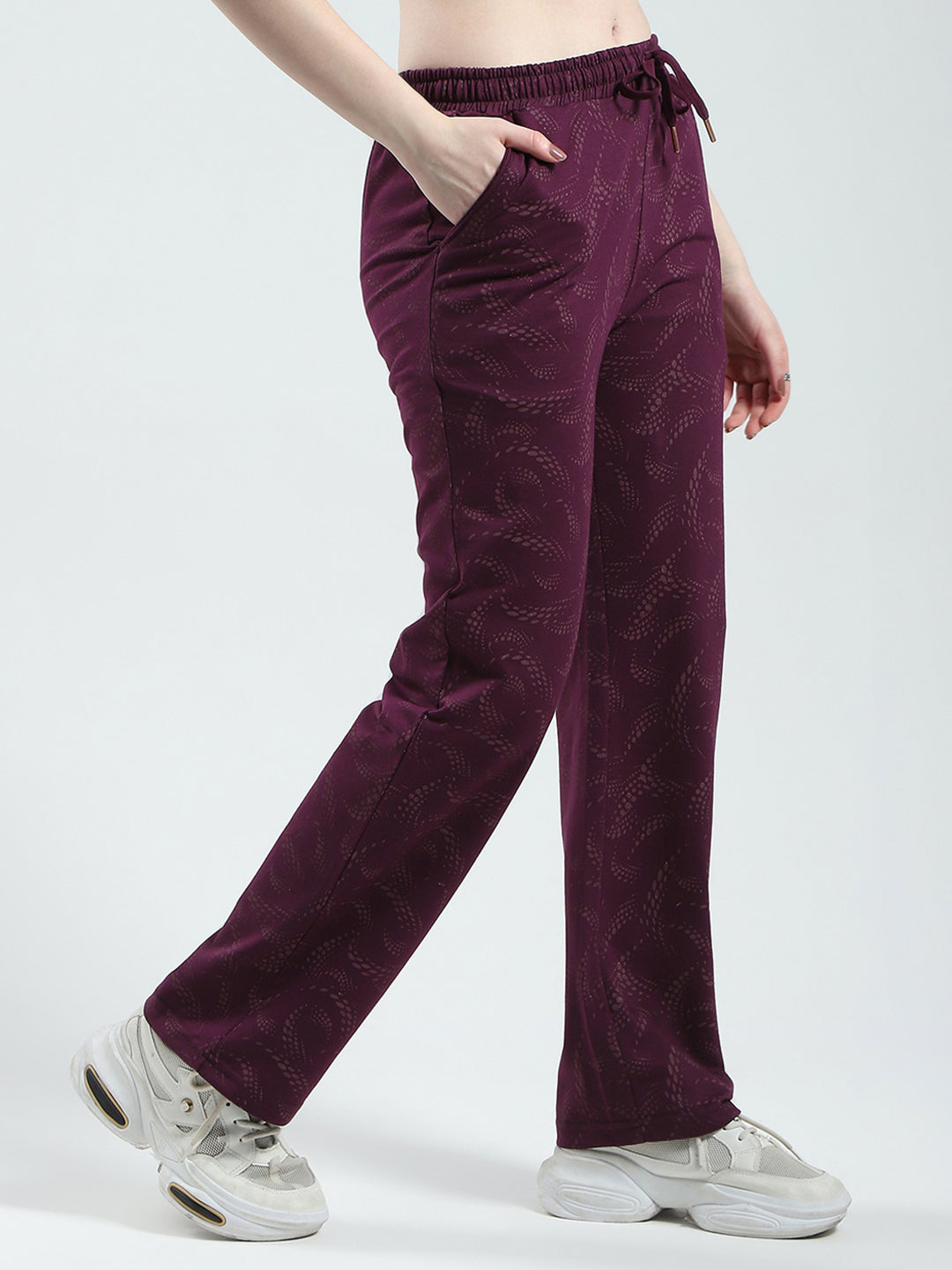Women Maroon Printed Regular Fit Lower
