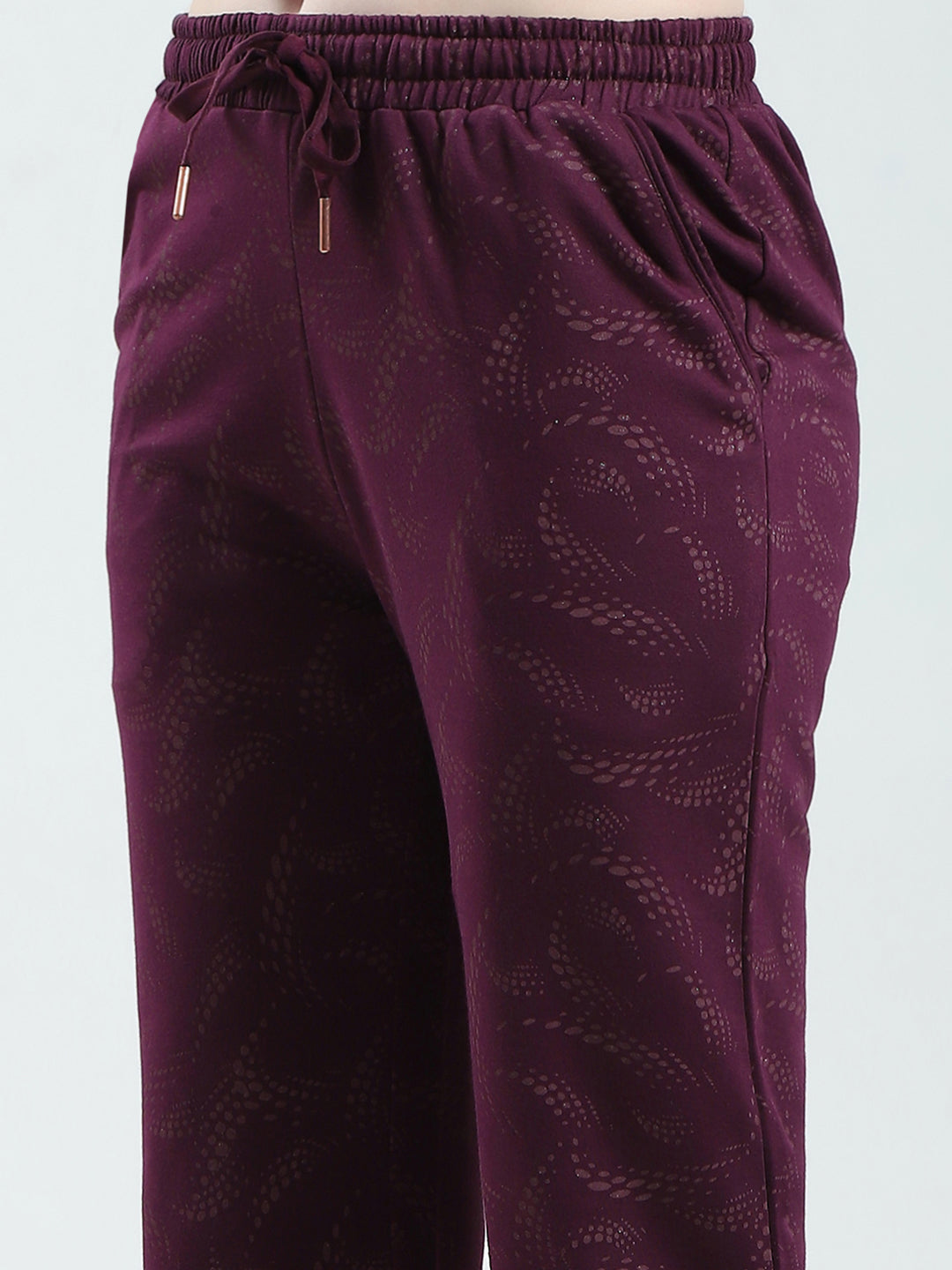 Women Maroon Printed Regular Fit Lower