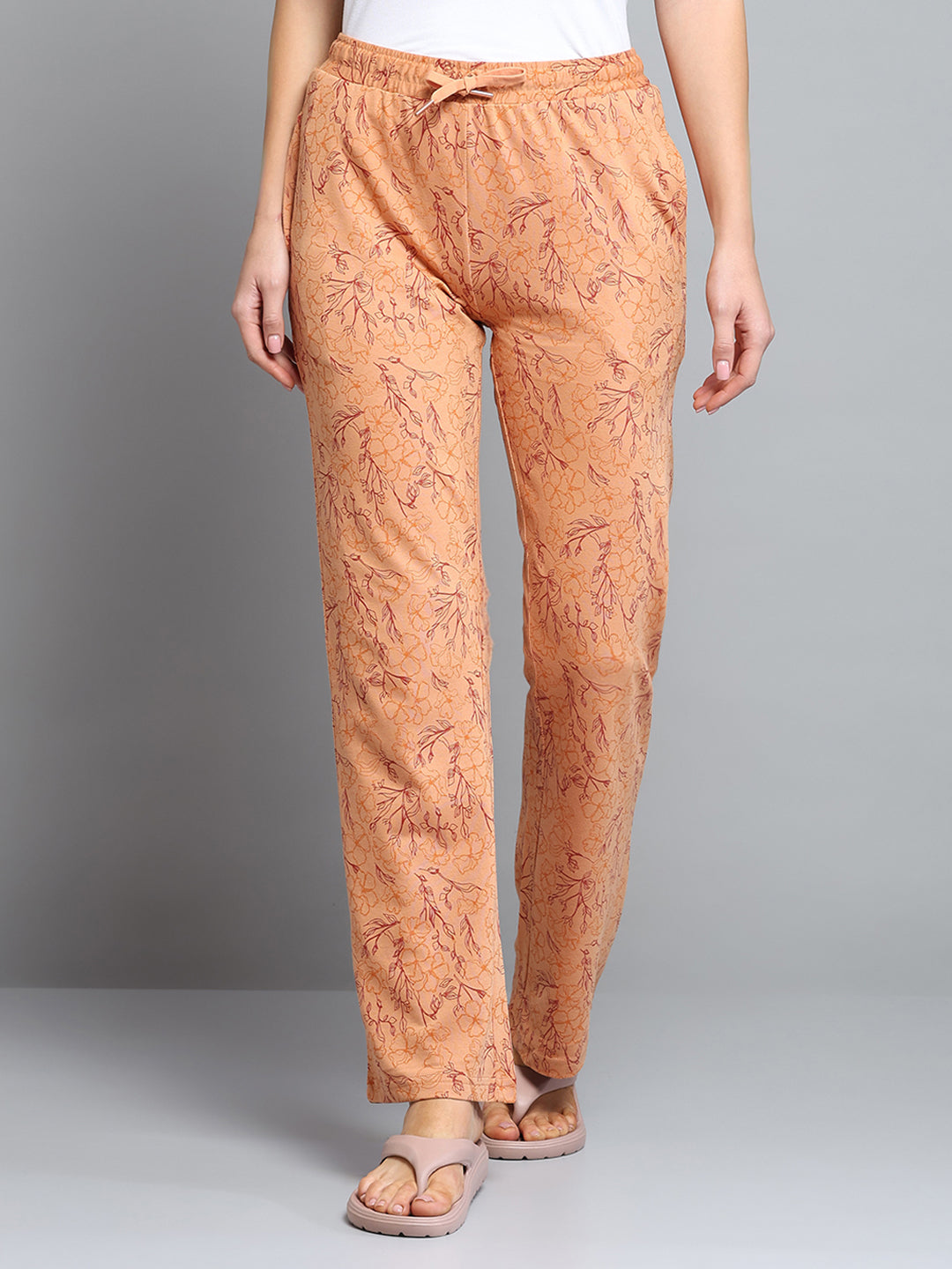 Women Brown Printed Regular Fit Lower