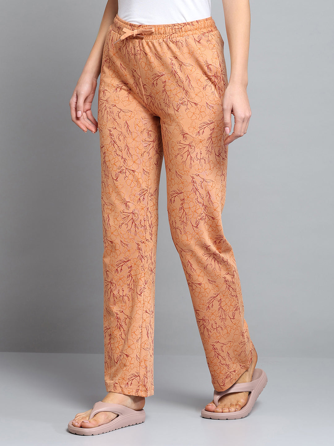 Women Brown Printed Regular Fit Lower