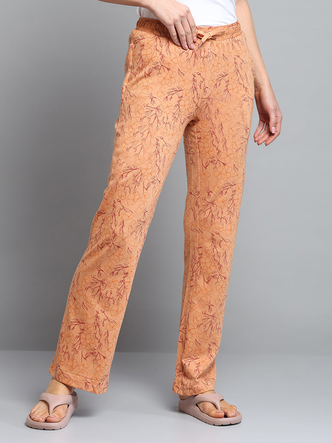 Women Brown Printed Regular Fit Lower