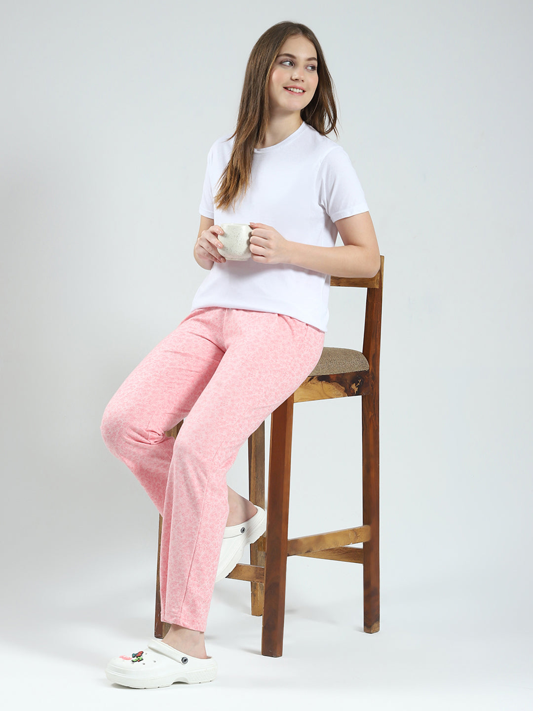 Women Pink Printed Regular Fit Lower