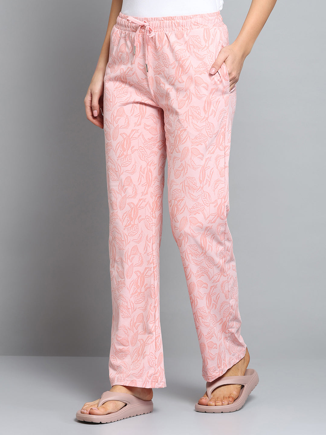 Women Peach Printed Regular Fit Lower