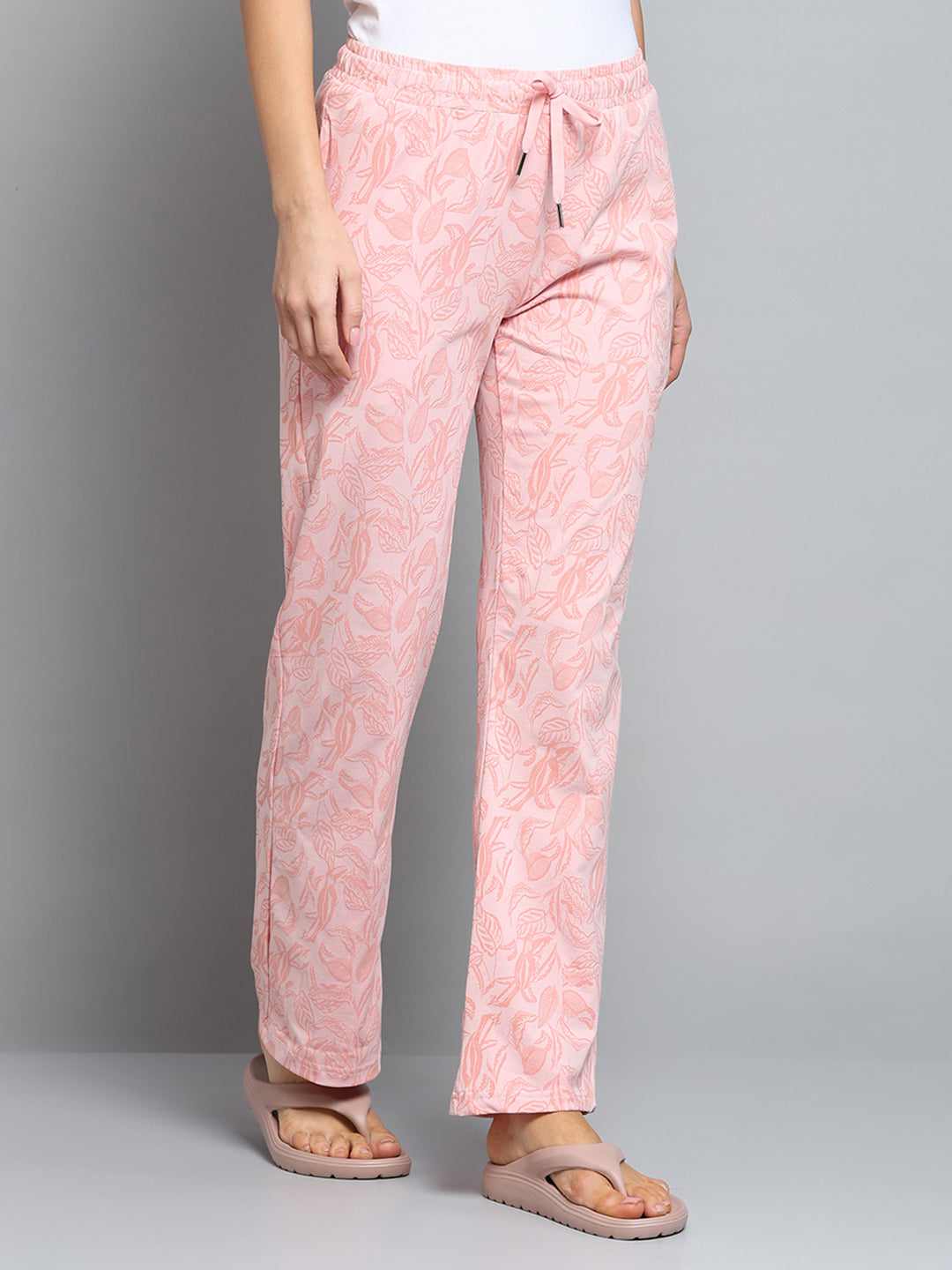 Women Peach Printed Regular Fit Lower