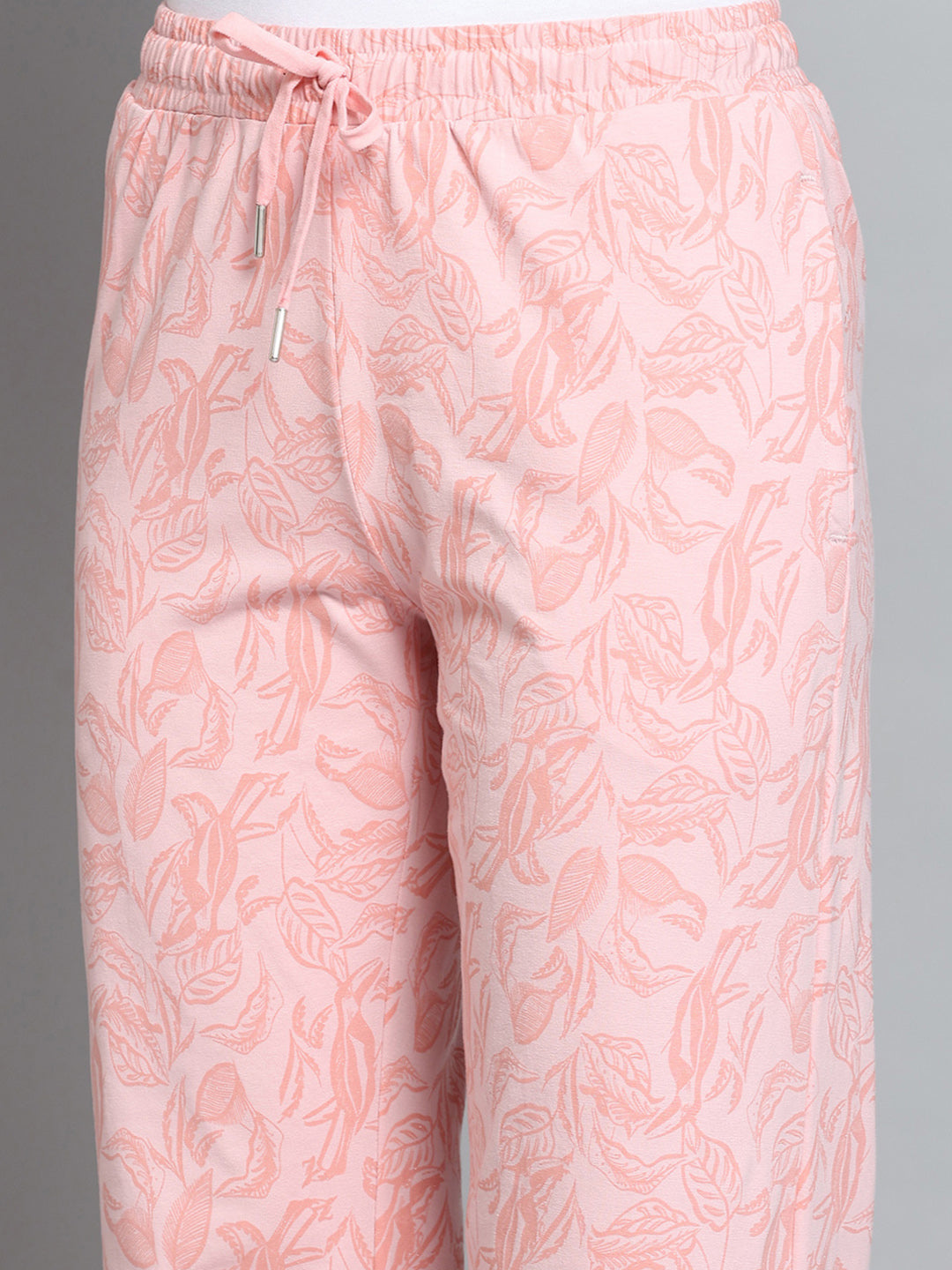 Women Peach Printed Regular Fit Lower