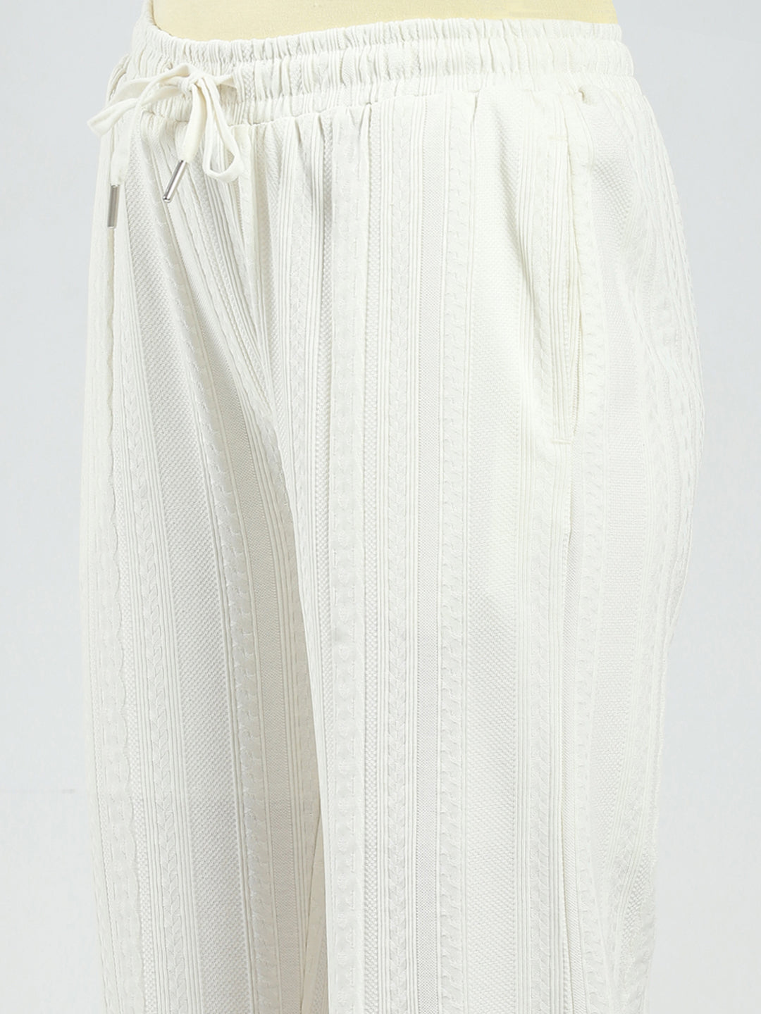Women White Self Design Regular Fit Lower