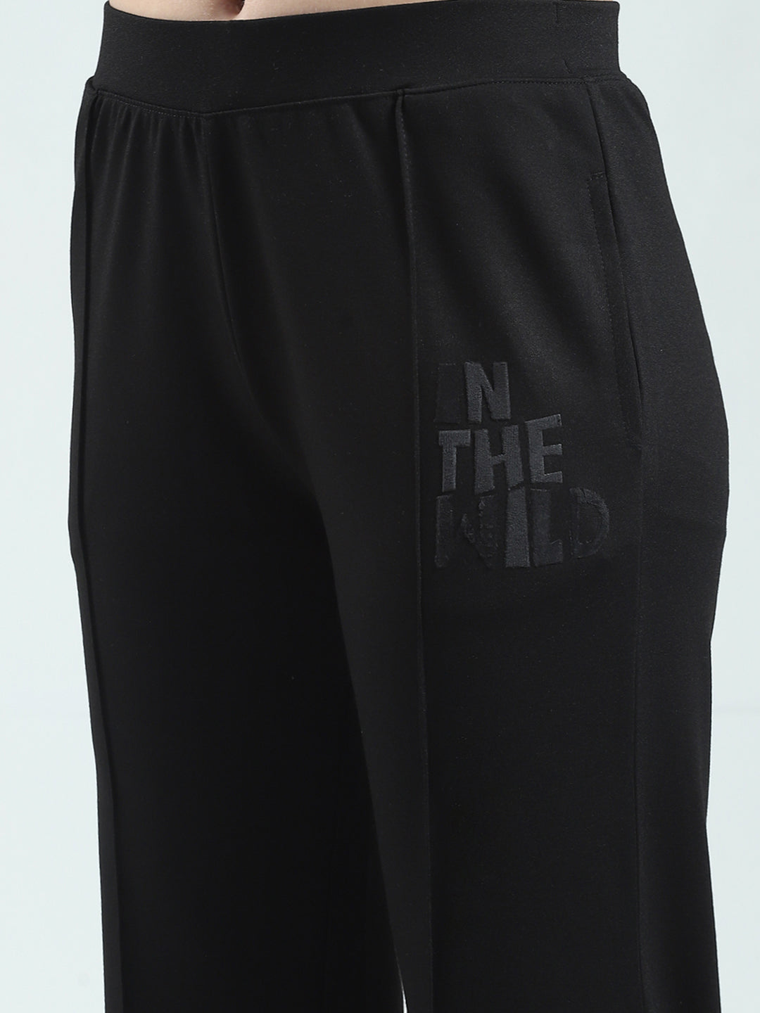 Women Black Solid Regular Fit Lower