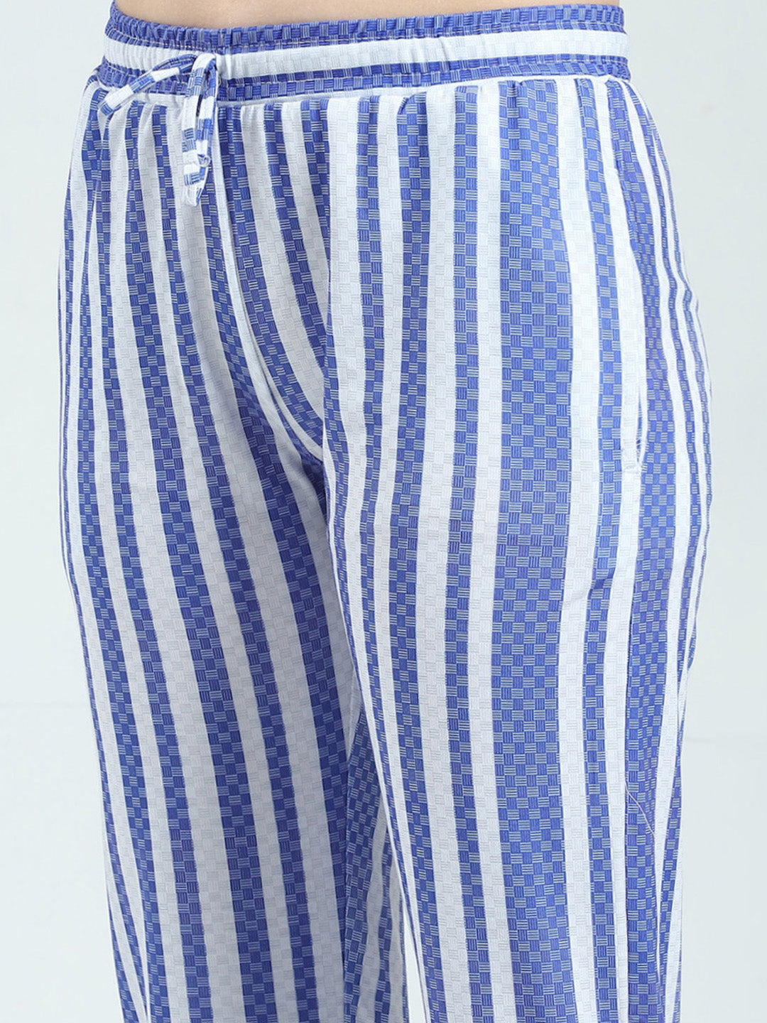 Women White Printed Round Neck Half Sleeve Lower Set