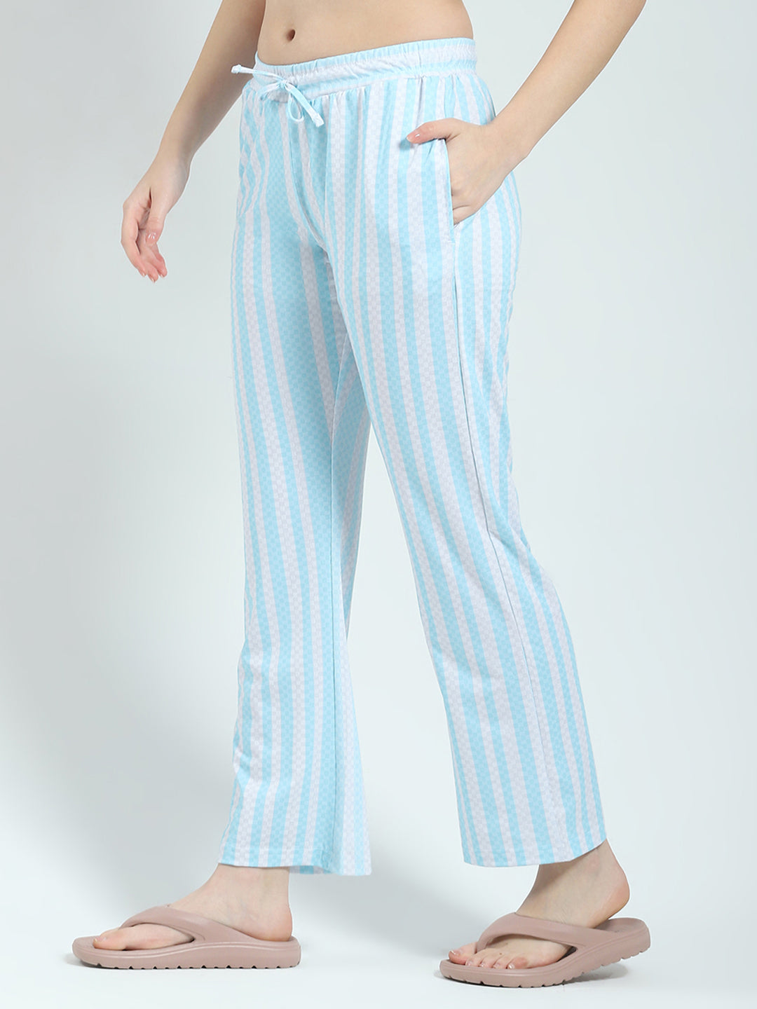 Women Blue Printed Round Neck Half Sleeve Lower Set