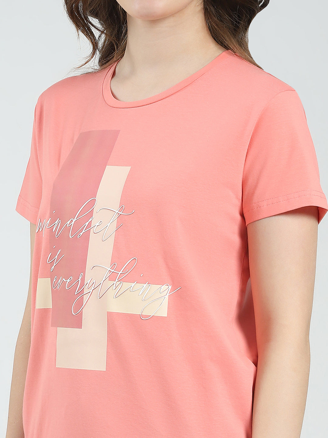 Women Coral Printed Round Neck Half Sleeve Lower Set