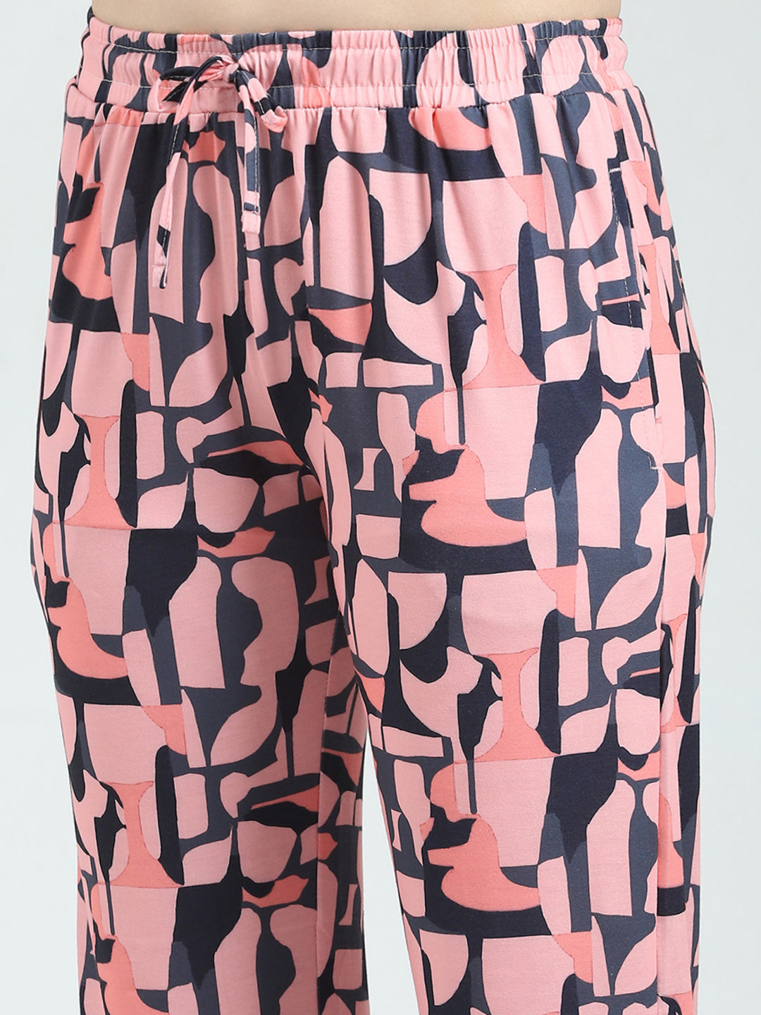 Women Coral Printed Round Neck Half Sleeve Lower Set