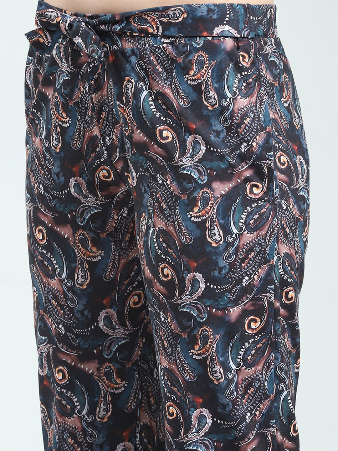 Women Rust Printed Round Neck Half Sleeve Lower Set