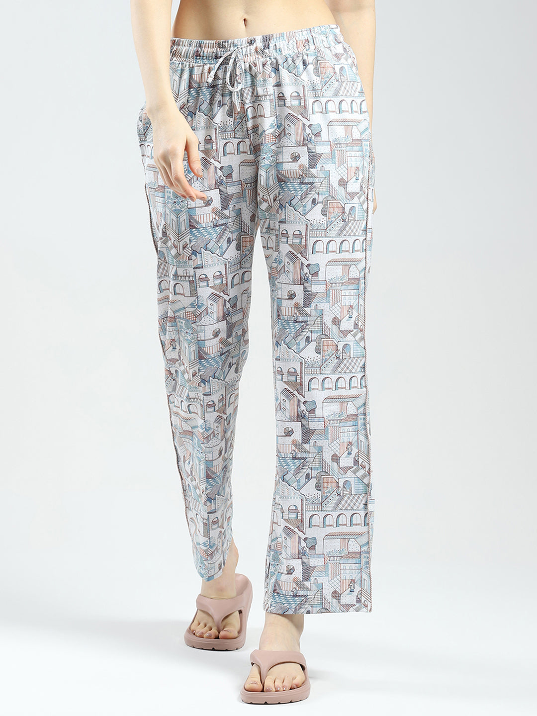 Women Green Printed Round Neck Half Sleeve Lower Set