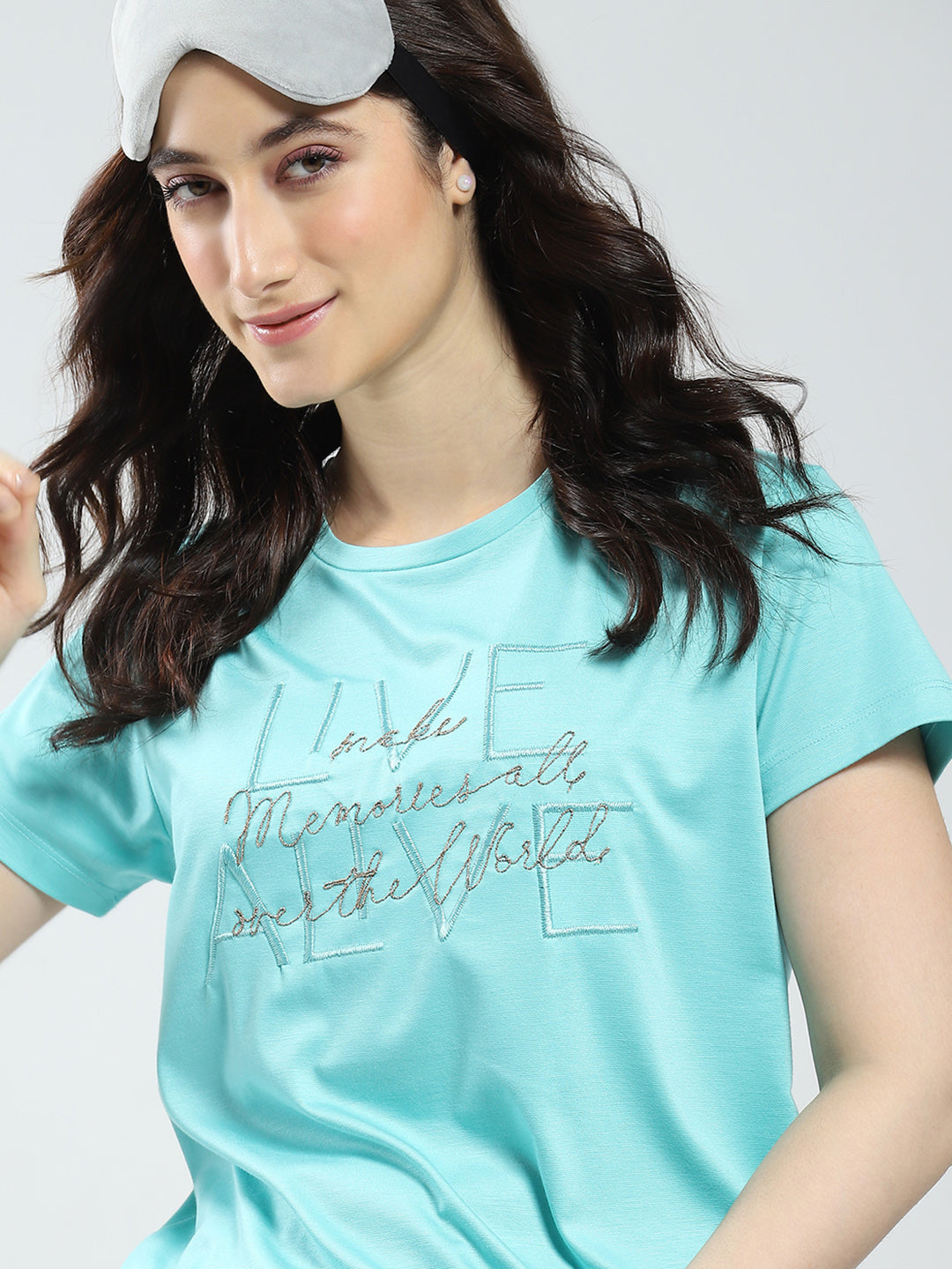 Women Green Printed Round Neck Half Sleeve Lower Set