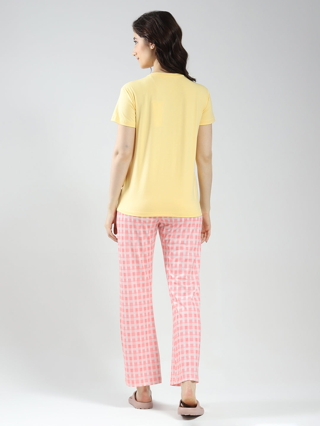 Women Yellow Printed Round Neck Half Sleeve Combo 3Pc Set (T-Shirt, Shorts & Lower)