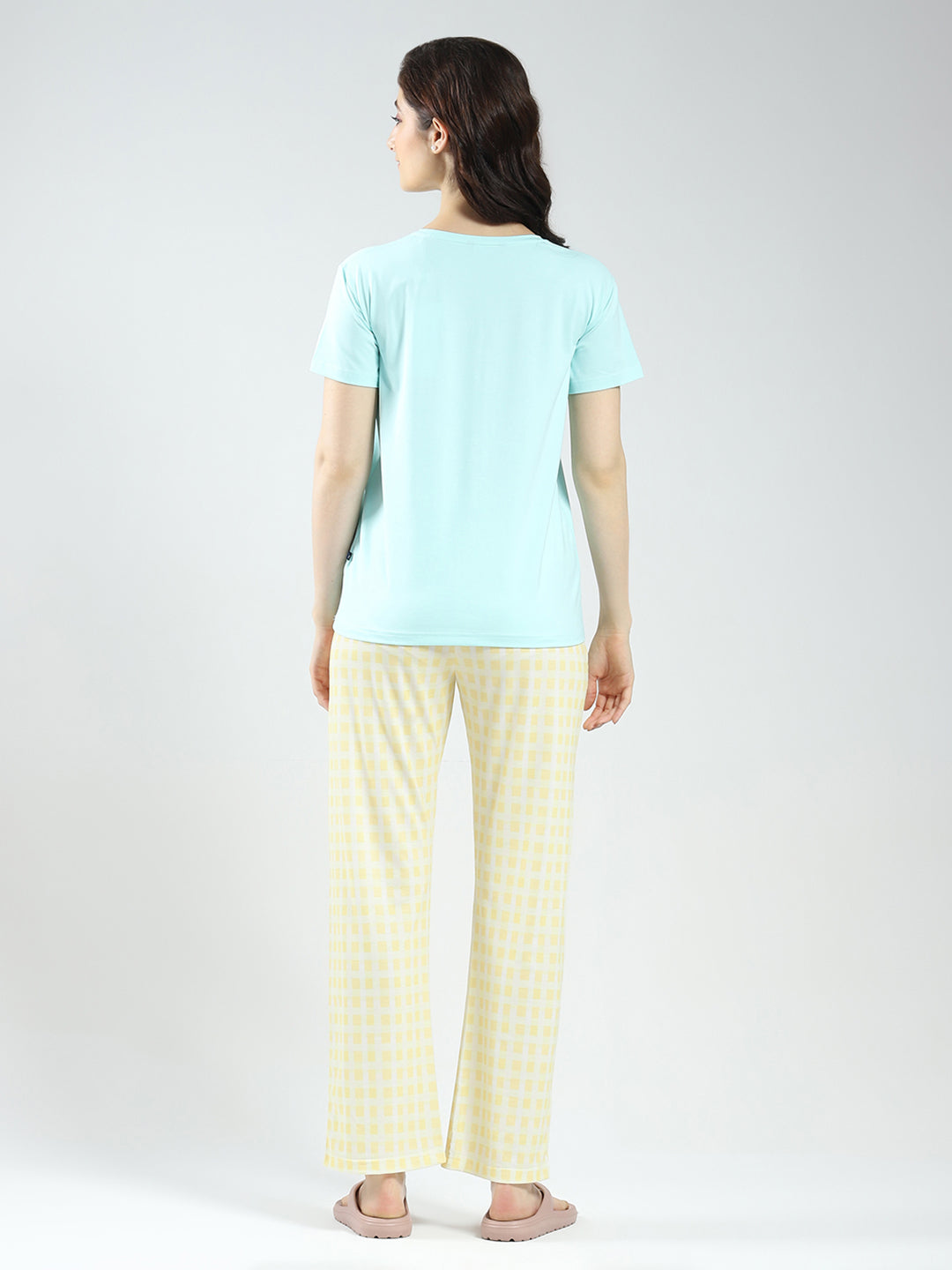 Women Blue Printed Round Neck Half Sleeve Combo 3Pc Set (T-Shirt, Shorts & Lower)