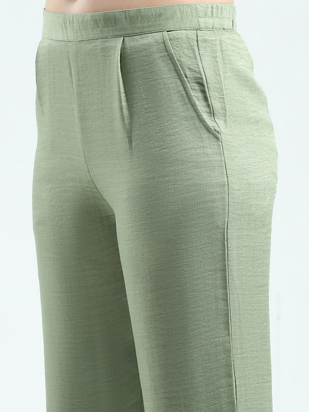 Women Green Printed Round Neck 3/4th Sleeve Cords Set