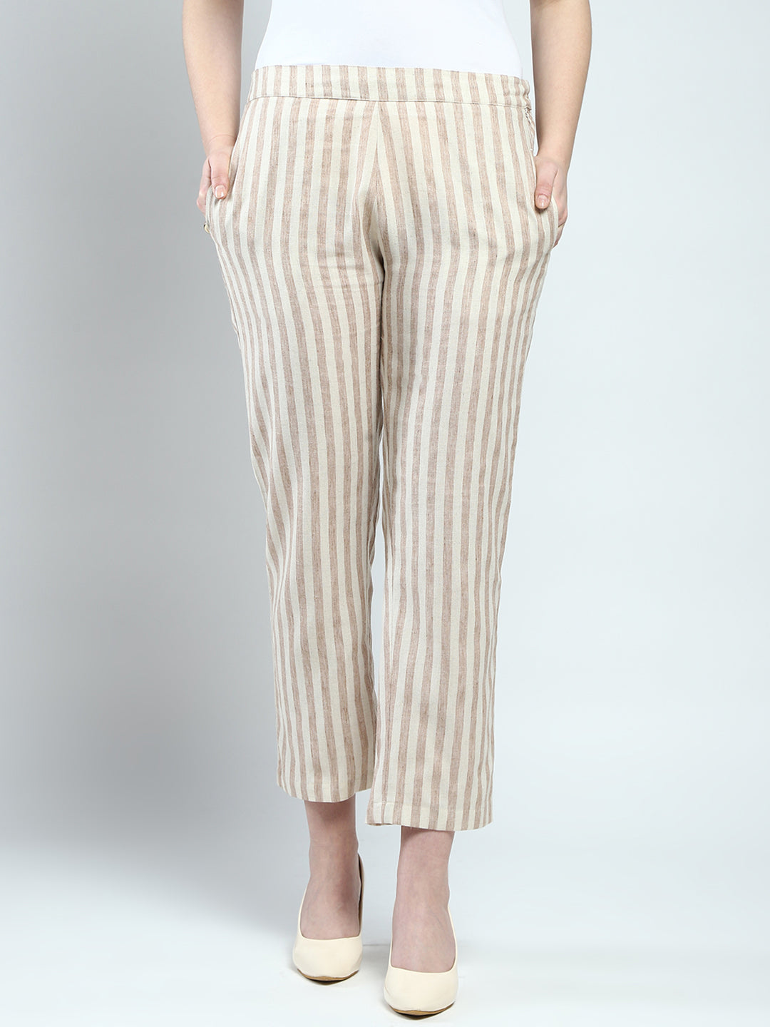 Women Beige Printed Collar Full Sleeve Cords Set