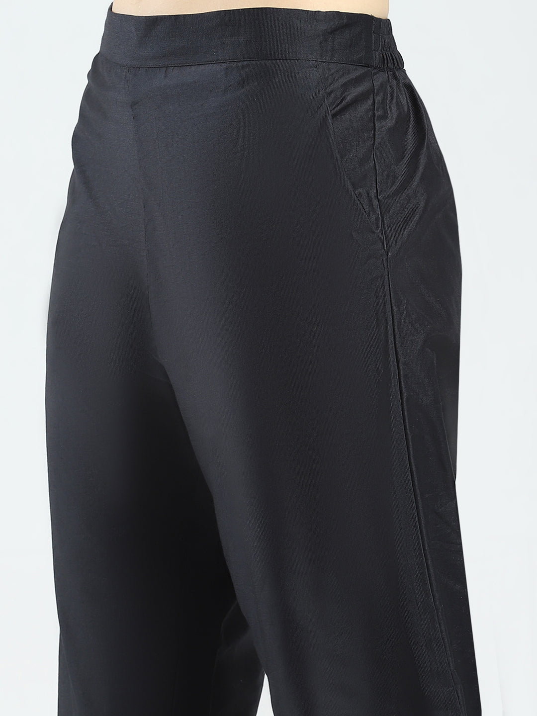 Women Grey & Black Printed Collar Full Sleeve Cords Set