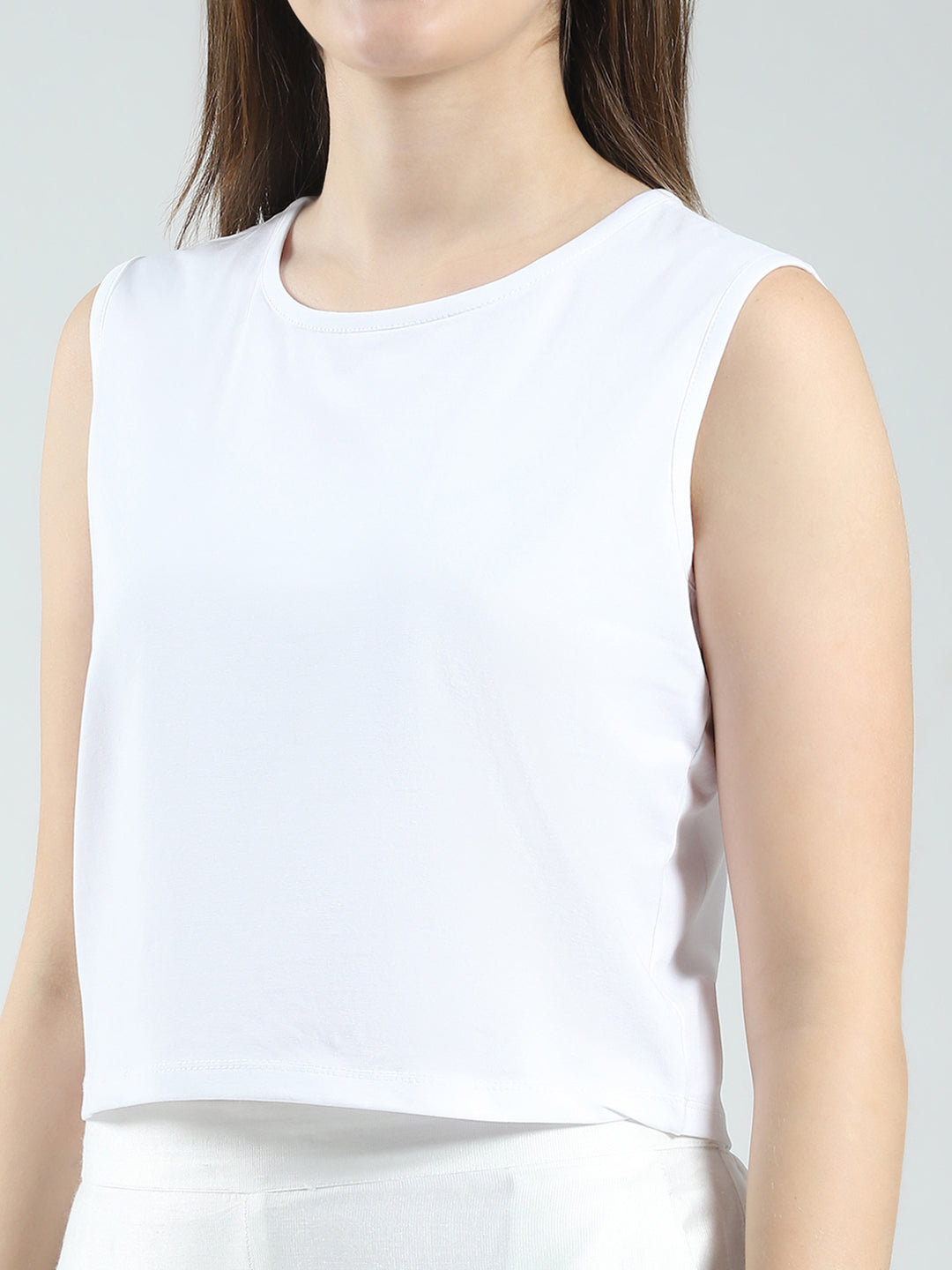 Women Off White Printed Round Neck Sleeveless 3 Pcs Cords Set