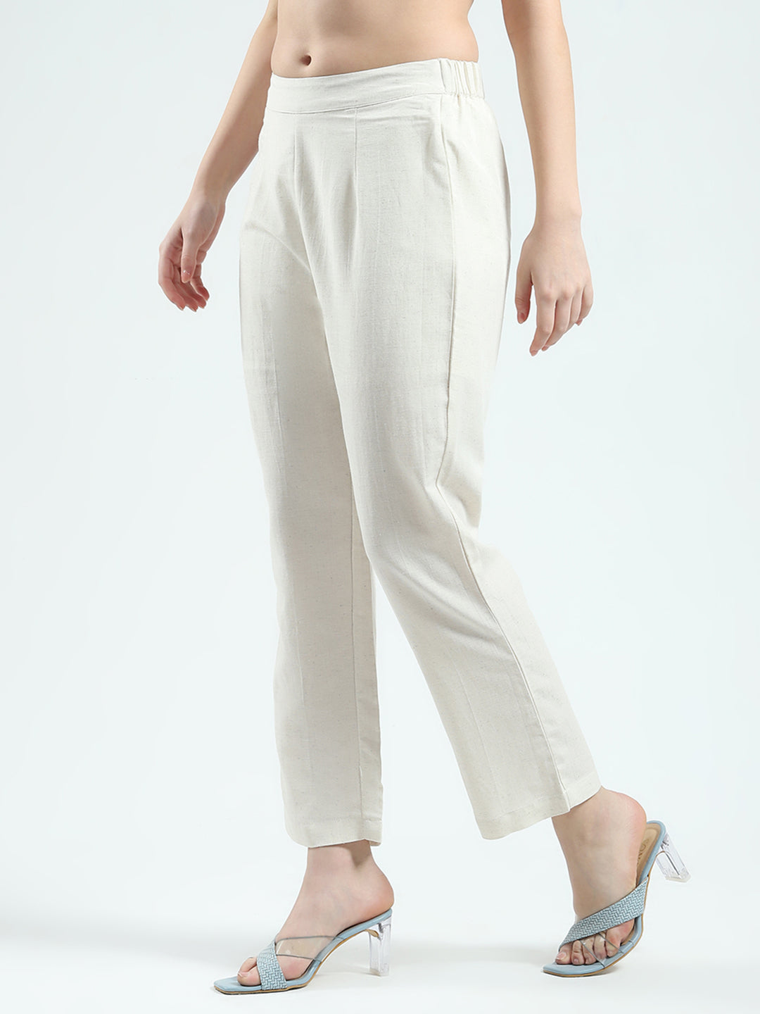 Women Beige Printed Round Neck Full Sleeve Cords Set