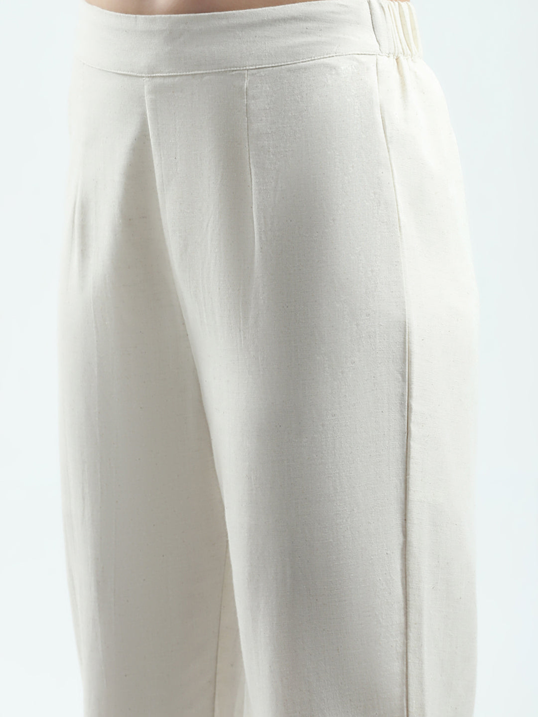 Women Beige Printed Round Neck Full Sleeve Cords Set