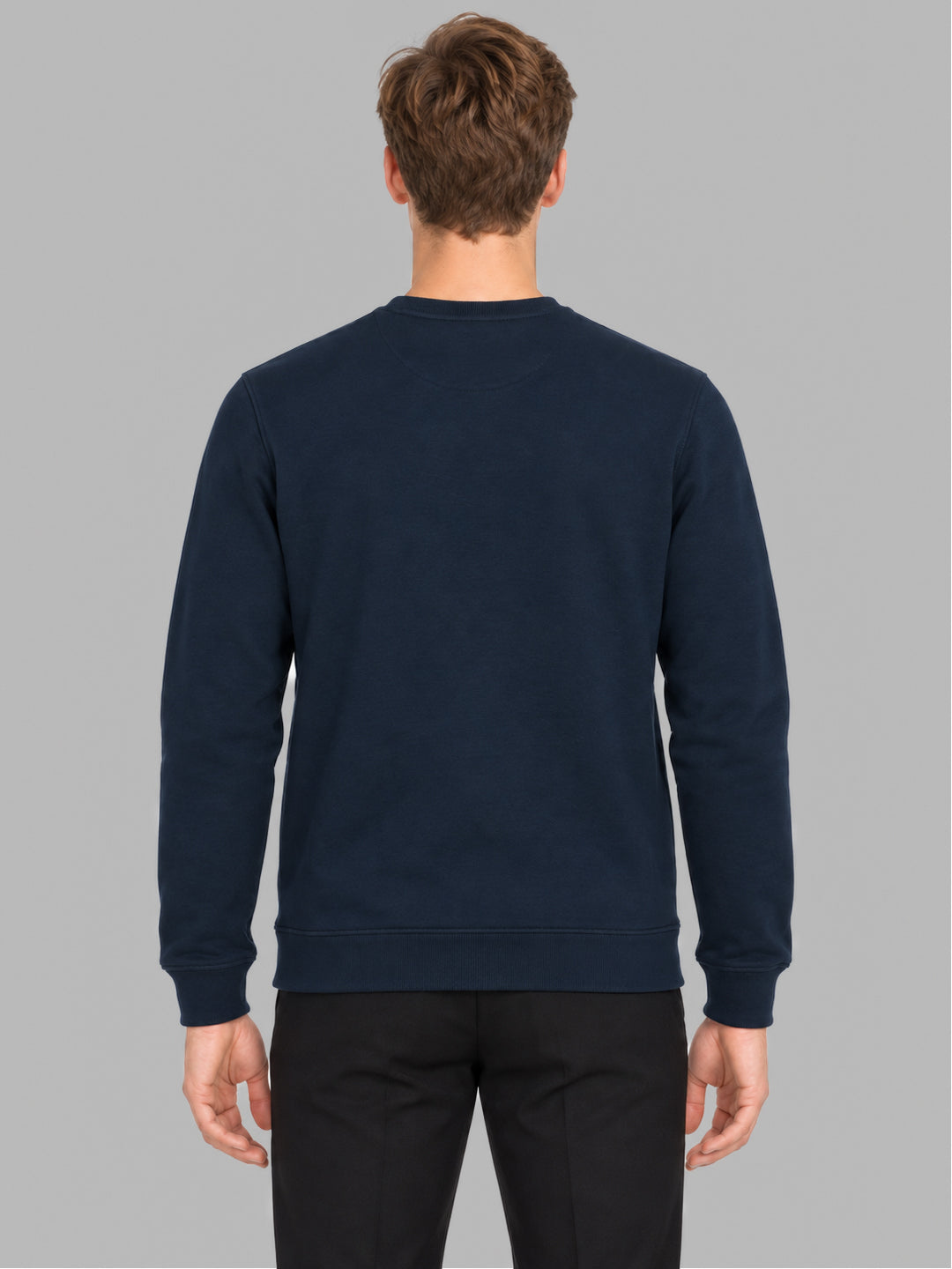 Men Navy Blue Printed Round Neck Full Sleeve Sweatshirt