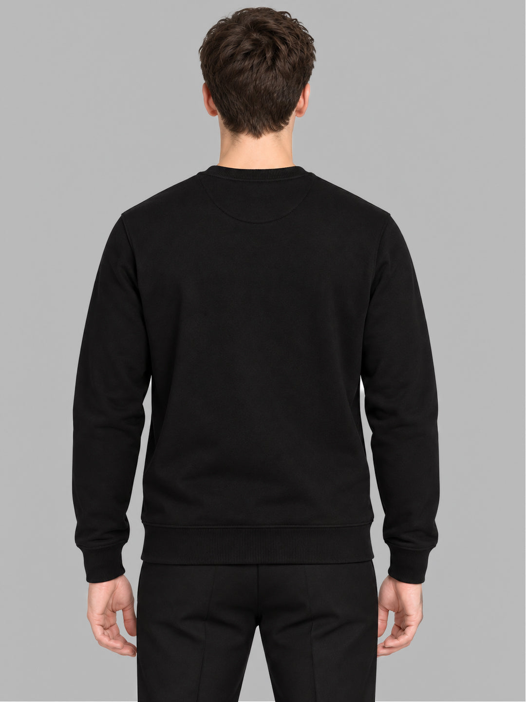 Men Black Printed Round Neck Full Sleeve Sweatshirt