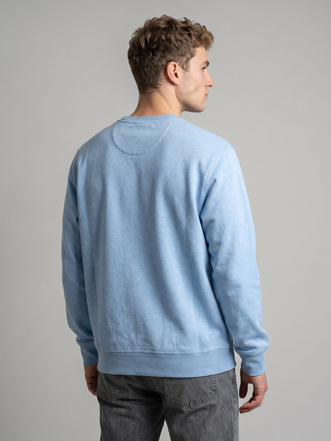 Men Sky Blue Solid Round Neck Full Sleeve Sweatshirt 2 Pc Set