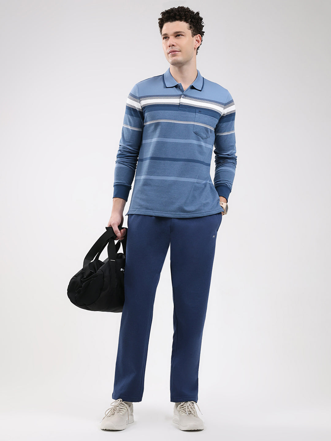 Men Blue Solid Regular Fit Winter Lower