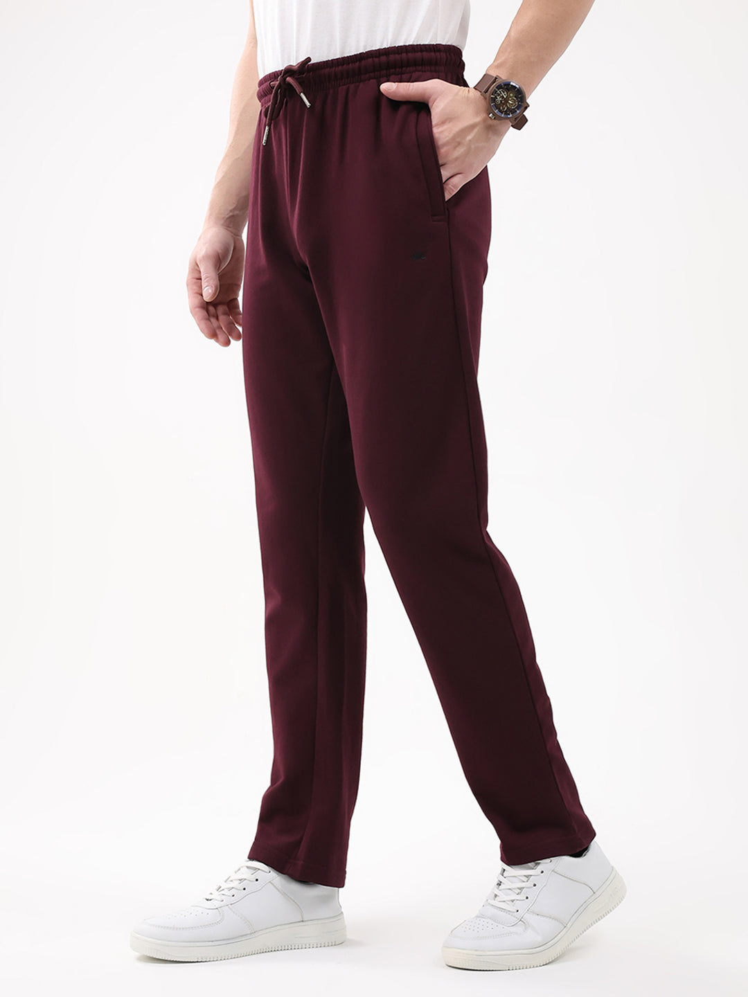 Men Maroon Solid Regular Fit Winter Lower