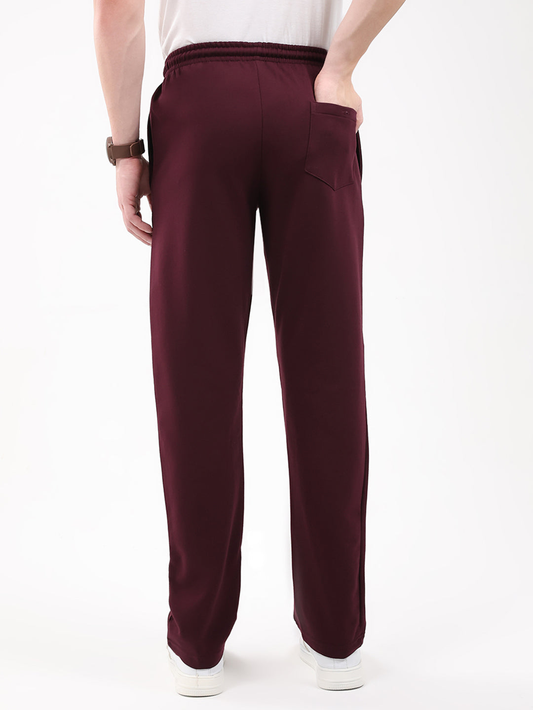 Men Maroon Solid Regular Fit Winter Lower