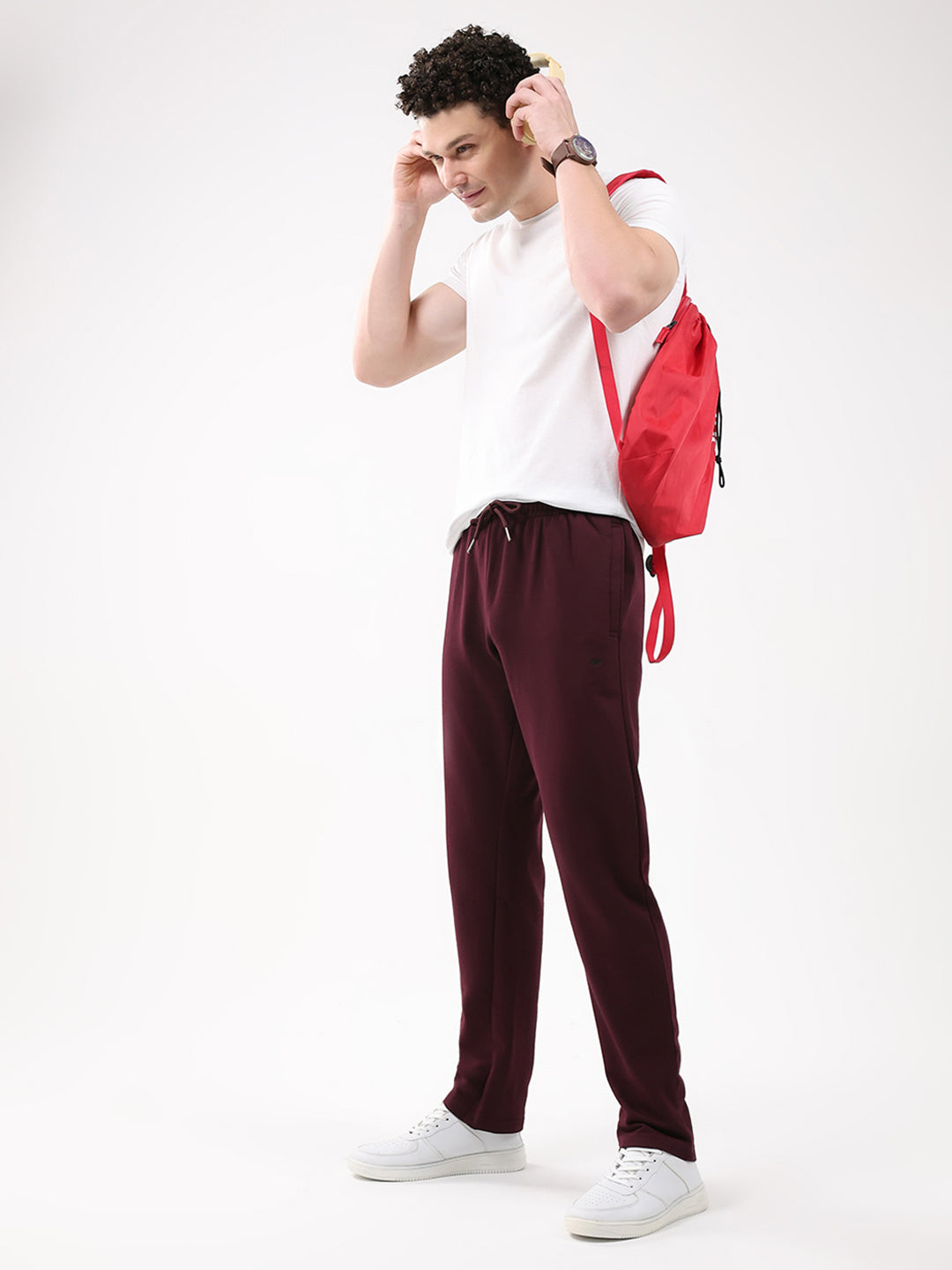 Men Maroon Solid Regular Fit Winter Lower