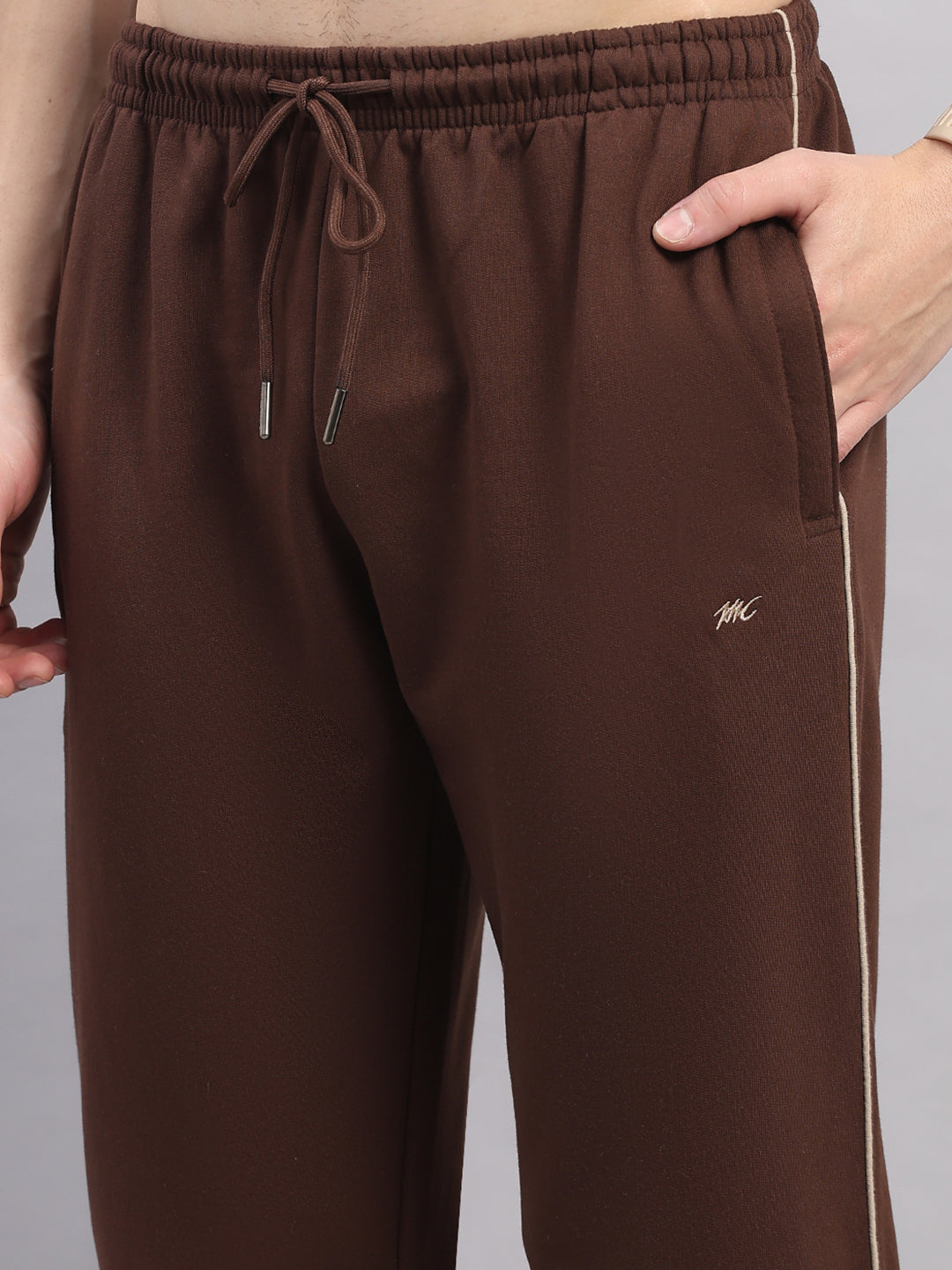 Men Brown Solid Regular Fit Winter Lower