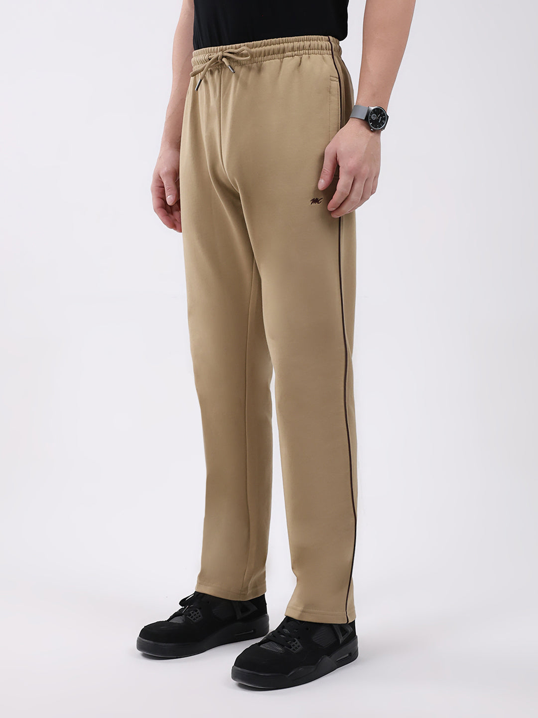 Men Khaki Solid Regular Fit Winter Lower