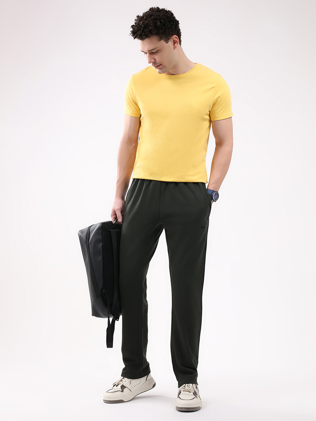 Men Olive Solid Regular Fit Winter Lower