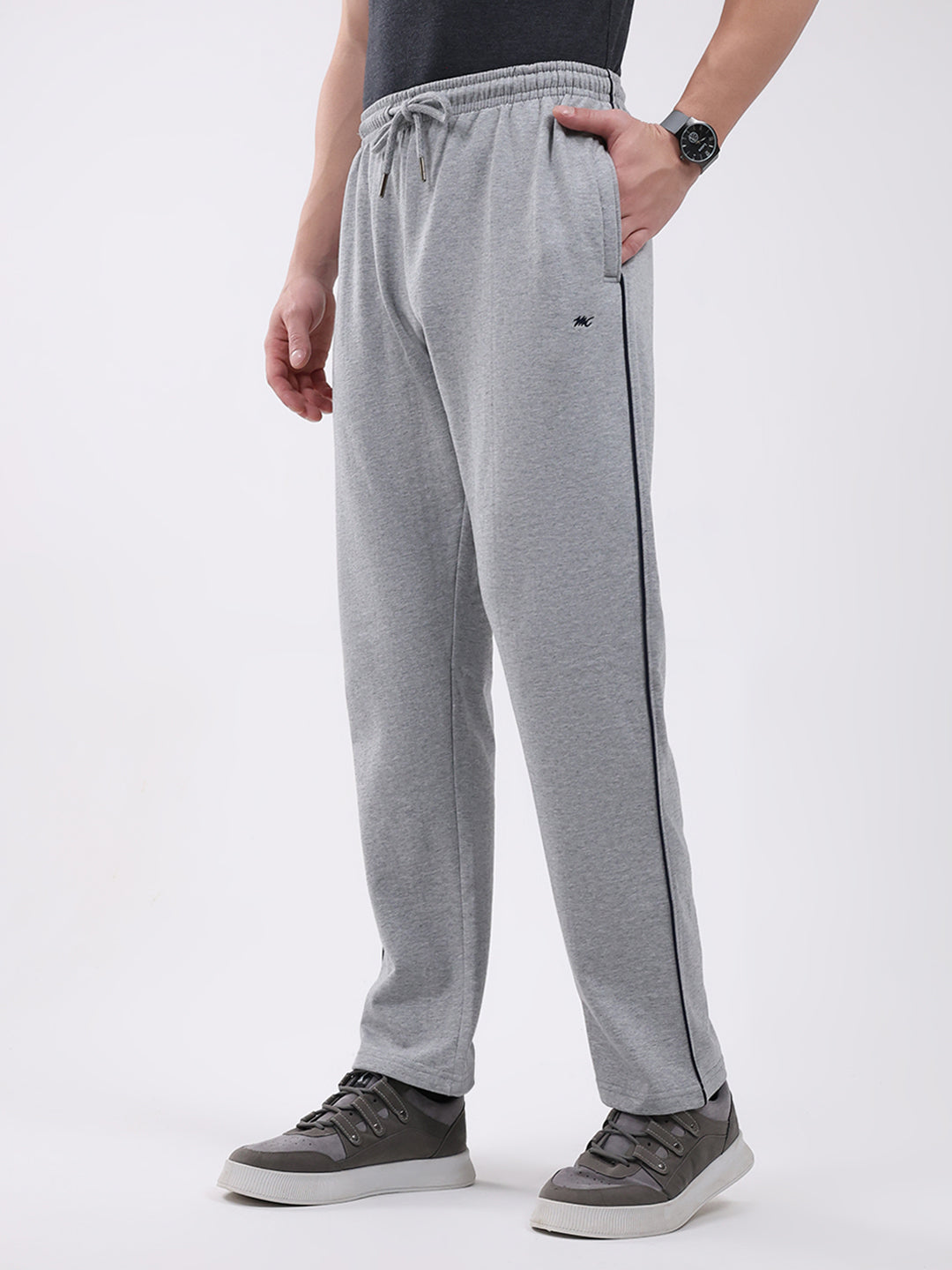 Men Grey Solid Regular Fit Winter Lower