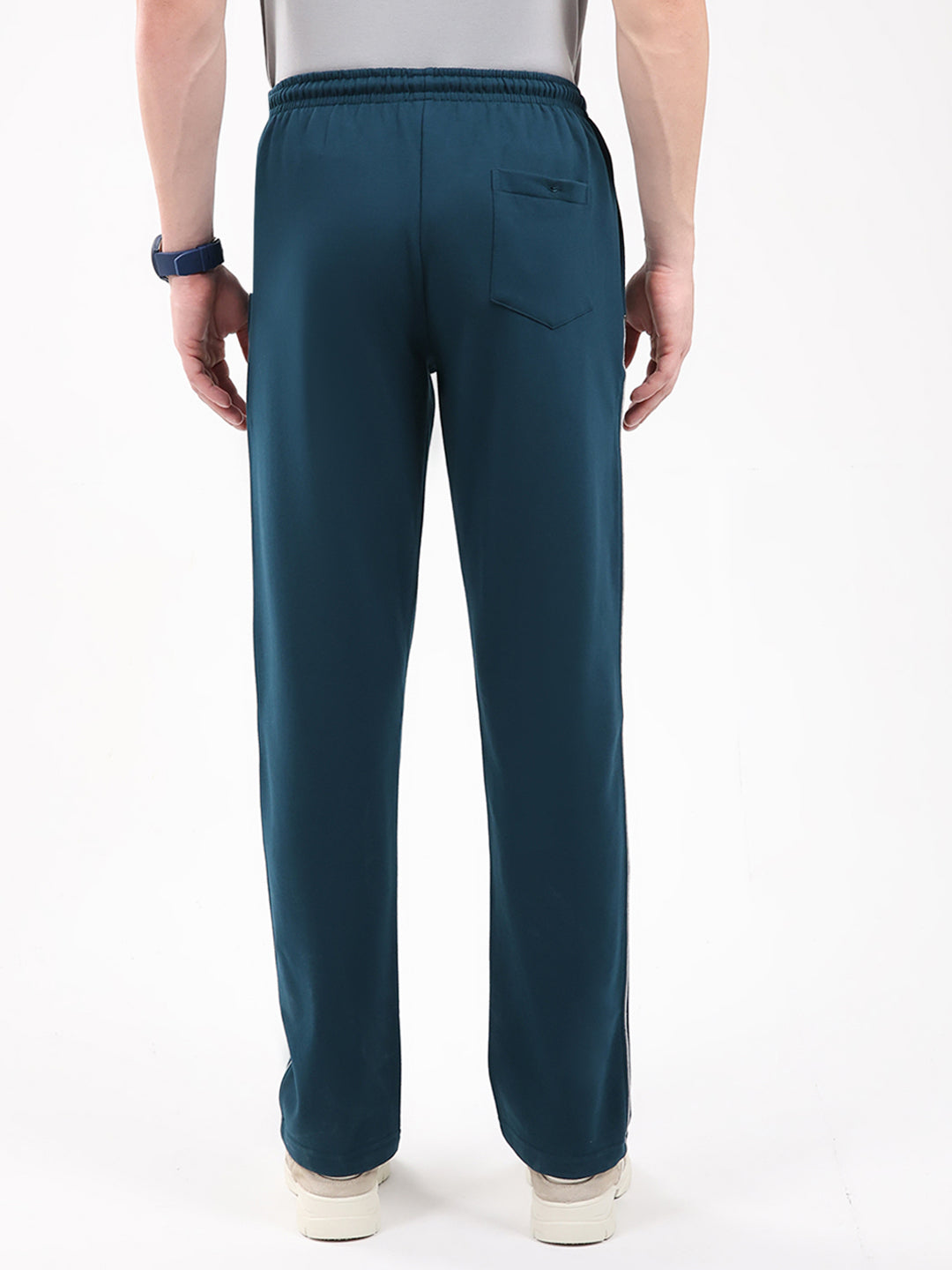 Men Teal Blue Solid Regular Fit Winter Lower