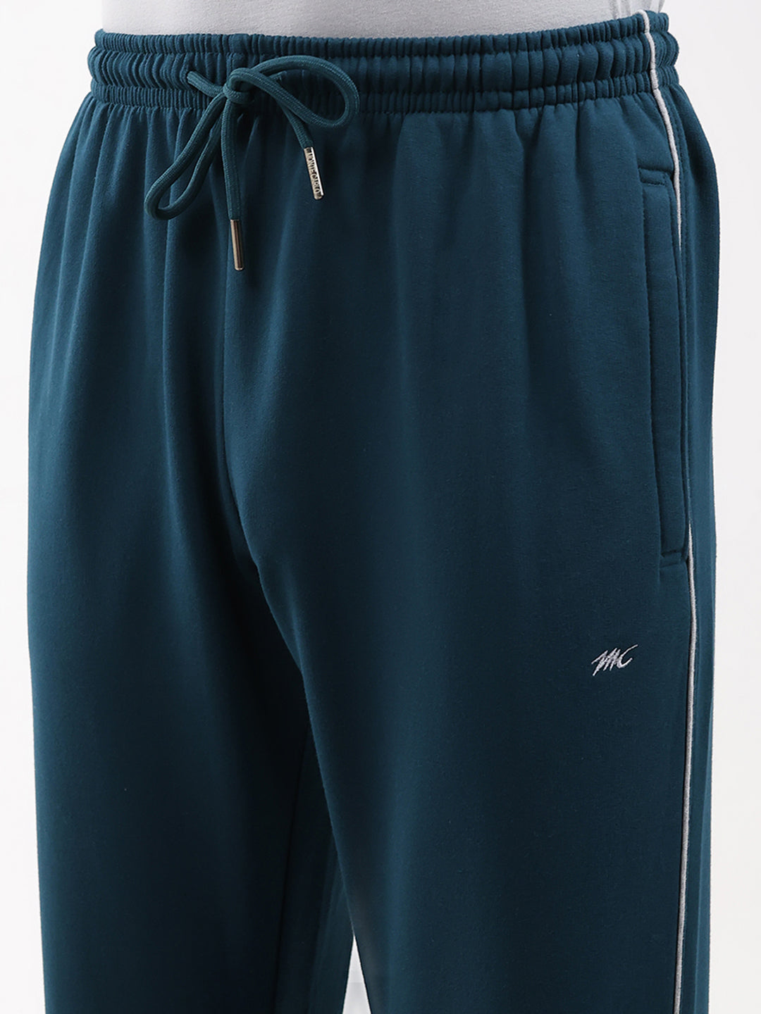 Men Teal Blue Solid Regular Fit Winter Lower