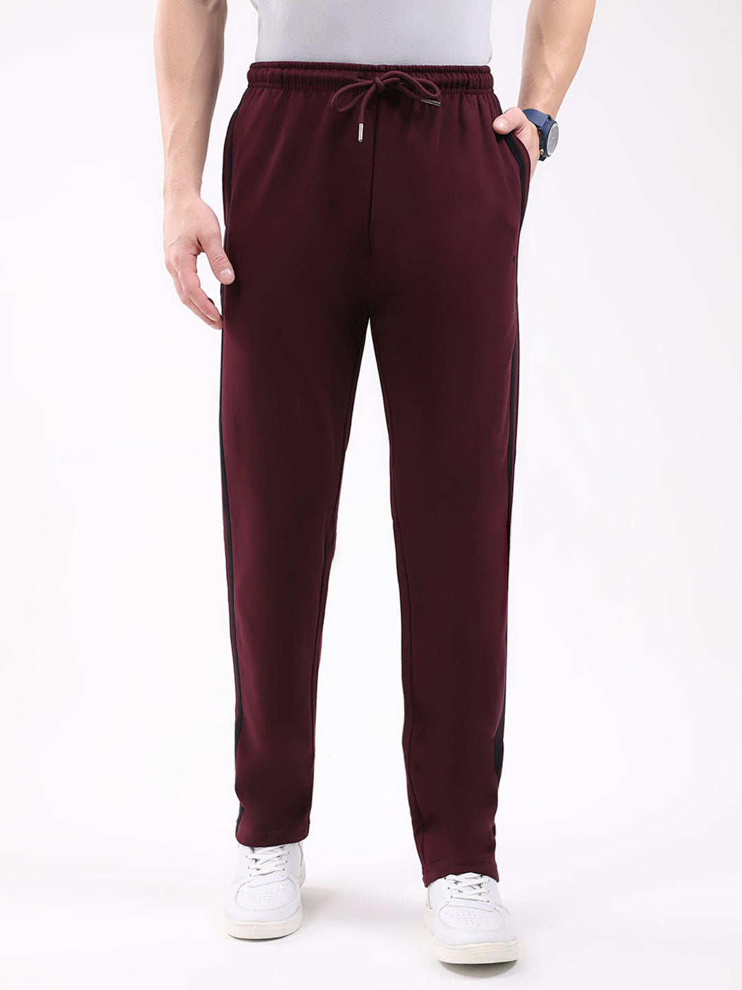 Men Maroon Solid Regular Fit Winter Lower