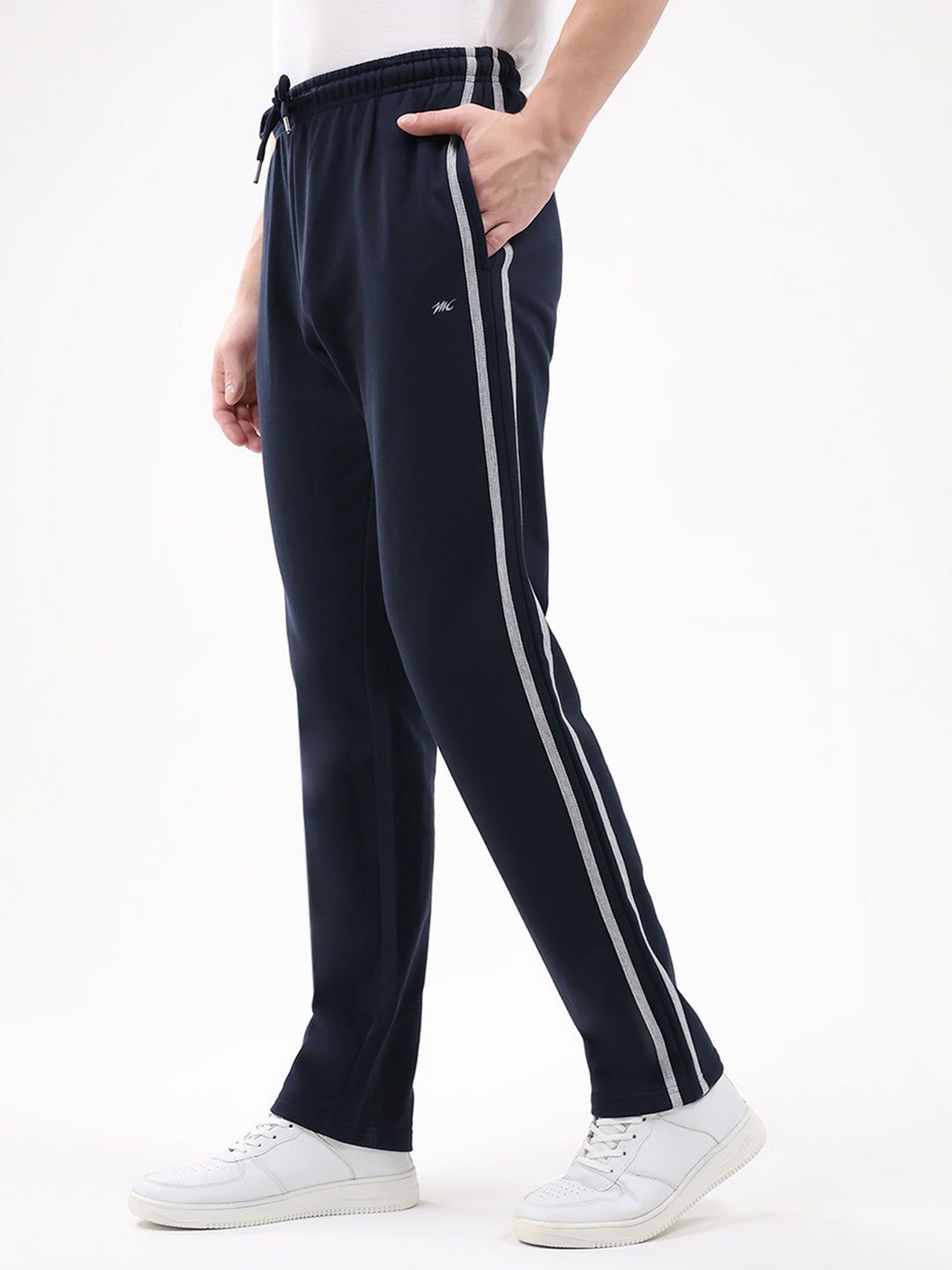 Men Navy Blue Solid Regular Fit Winter Lower