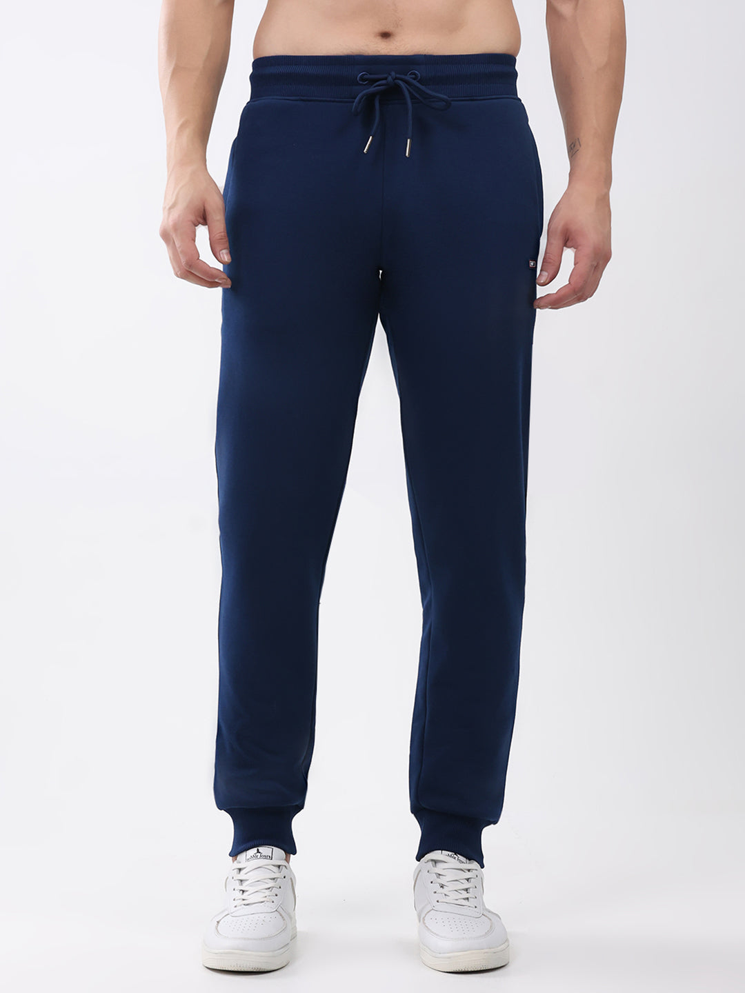 Men Blue Solid Regular Fit Winter Lower