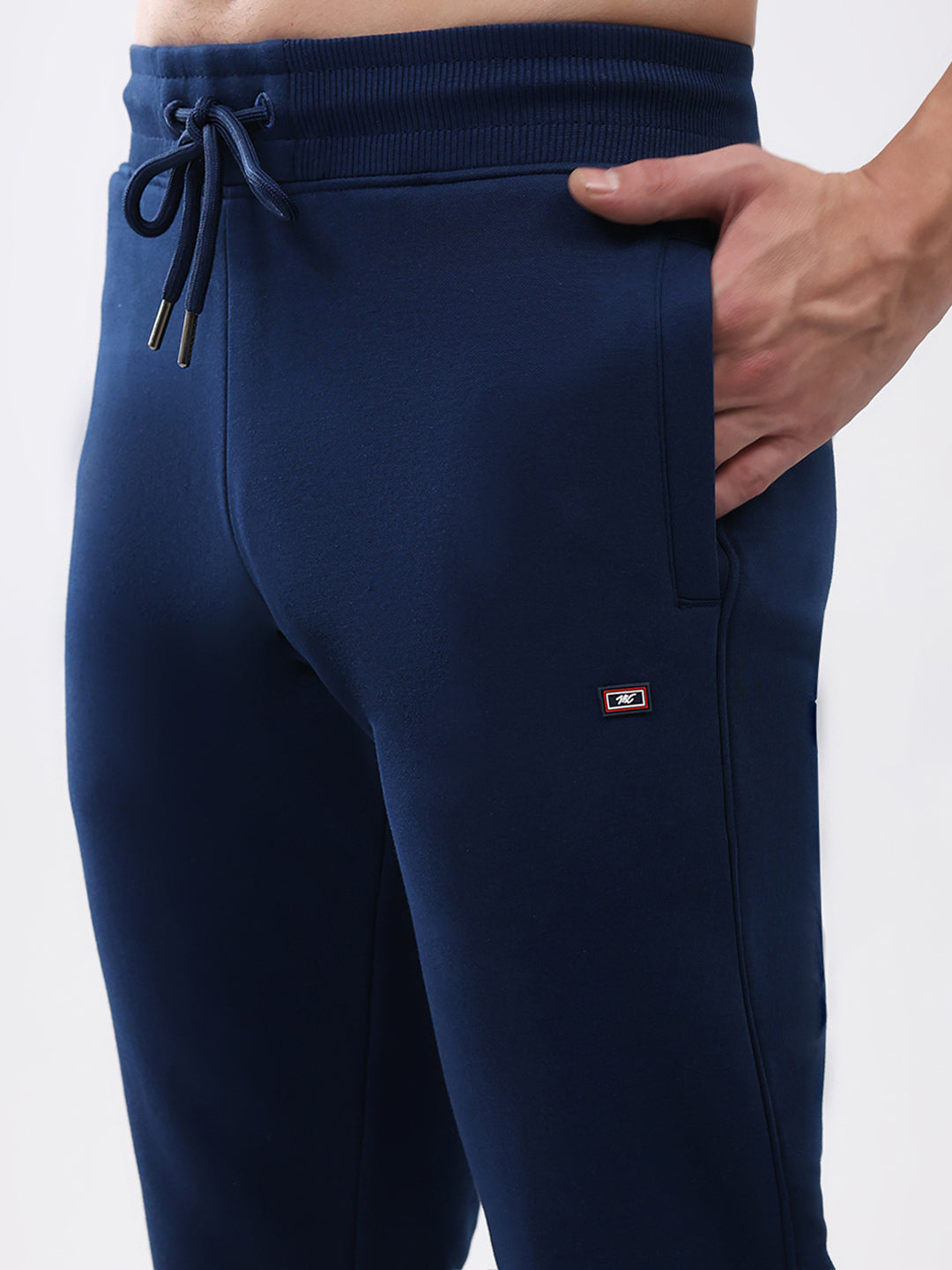 Men Blue Solid Regular Fit Winter Lower