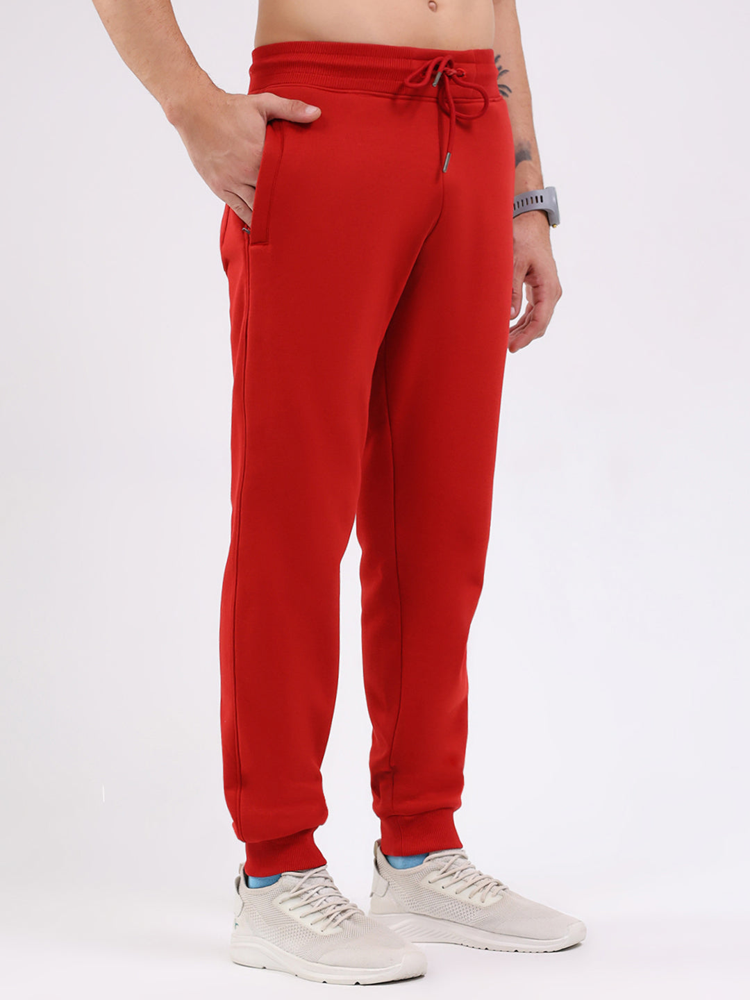 Men Red Solid Regular Fit Winter Lower