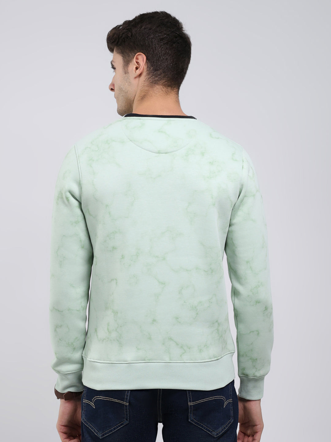 Men Mint Green Printed Round Neck Full Sleeve Sweatshirt
