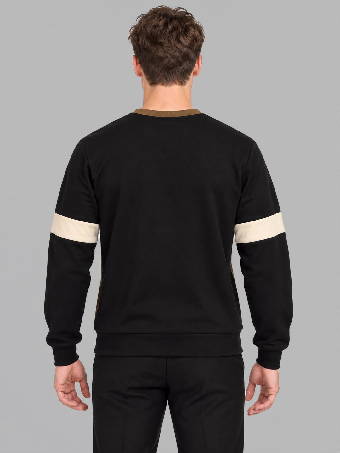 Men Brown Printed Round Neck Full Sleeve Sweatshirt
